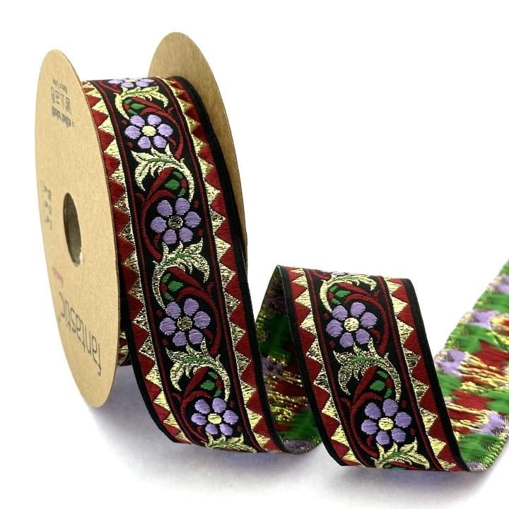 Glitter Flower Border Ribbon GLT