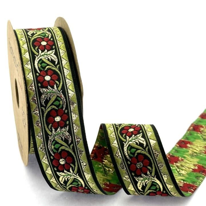 Glitter Flower Border Ribbon GLT