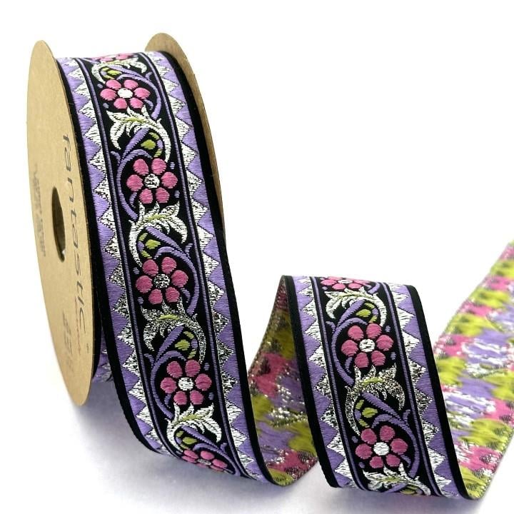 Glitter Flower Border Ribbon GLT