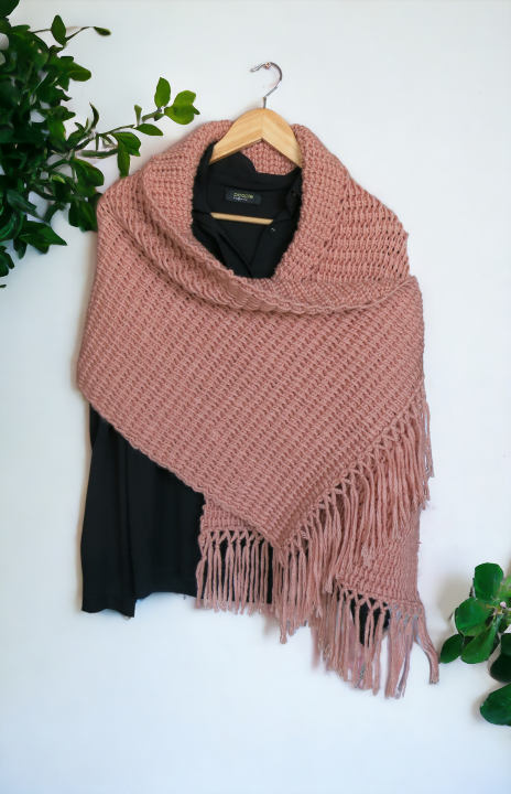 Handmade Tunisian Shawl Scarf Handcrafted Warmth Soft Wool Acrylic Best Gift Ideas for Her