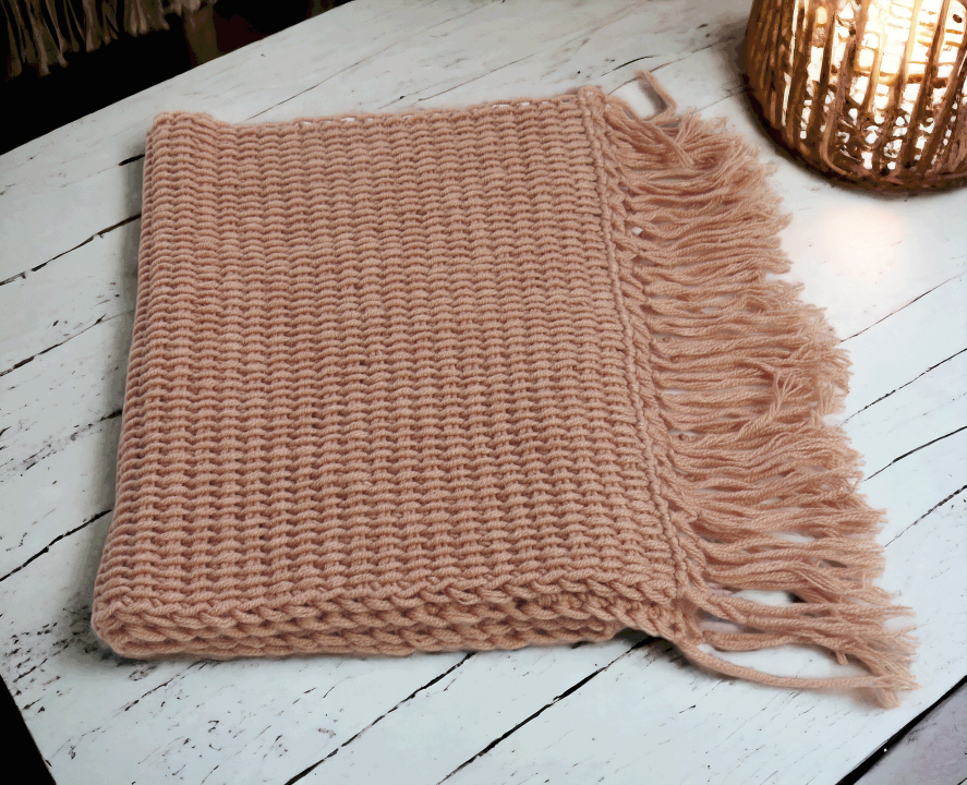 Handmade Tunisian Shawl Scarf Handcrafted Warmth Soft Wool Acrylic Best Gift Ideas for Her