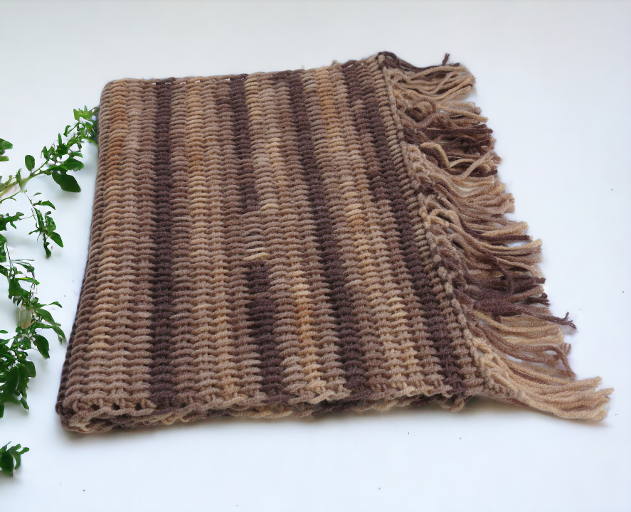 Handmade Tunisian Shawl Scarf Handcrafted Warmth Soft Wool Acrylic Best Gift Ideas for Her