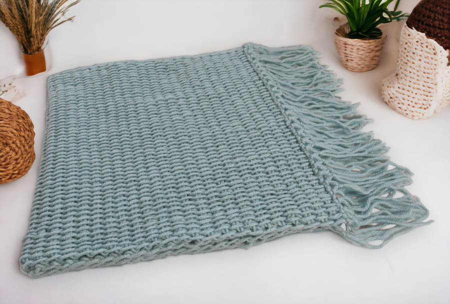 Handmade Tunisian Shawl Scarf Handcrafted Warmth Soft Wool Acrylic Best Gift Ideas for Her