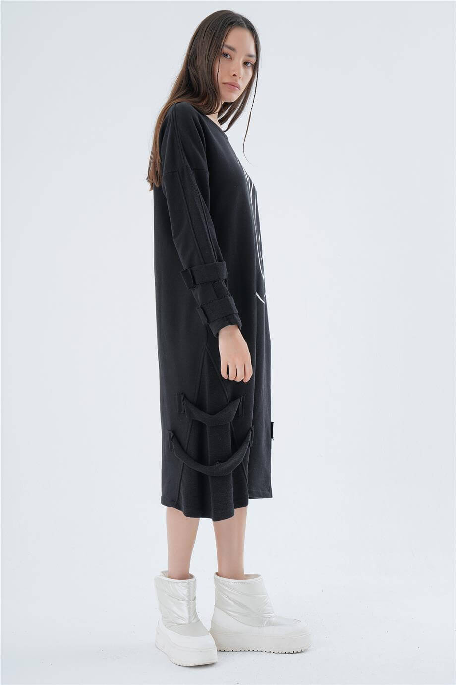 BASKILI OVERSIZE ELBİSE