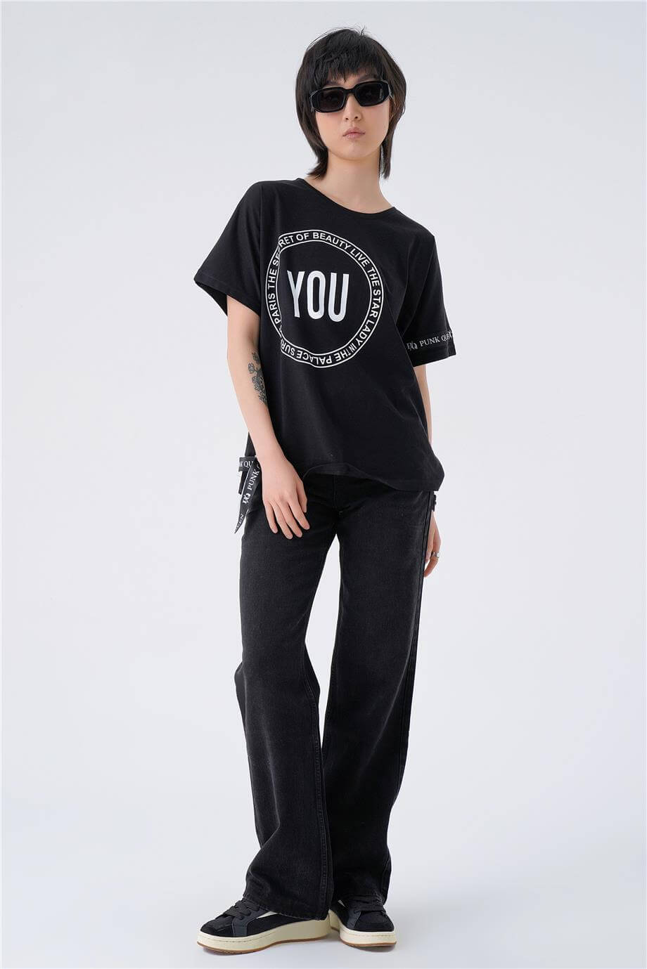 BASKILI ŞERİTLİ T-SHIRT