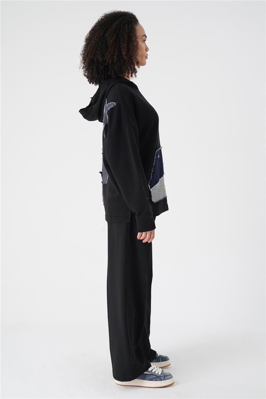 DENIM PATCH YILDIZLI SWEAT