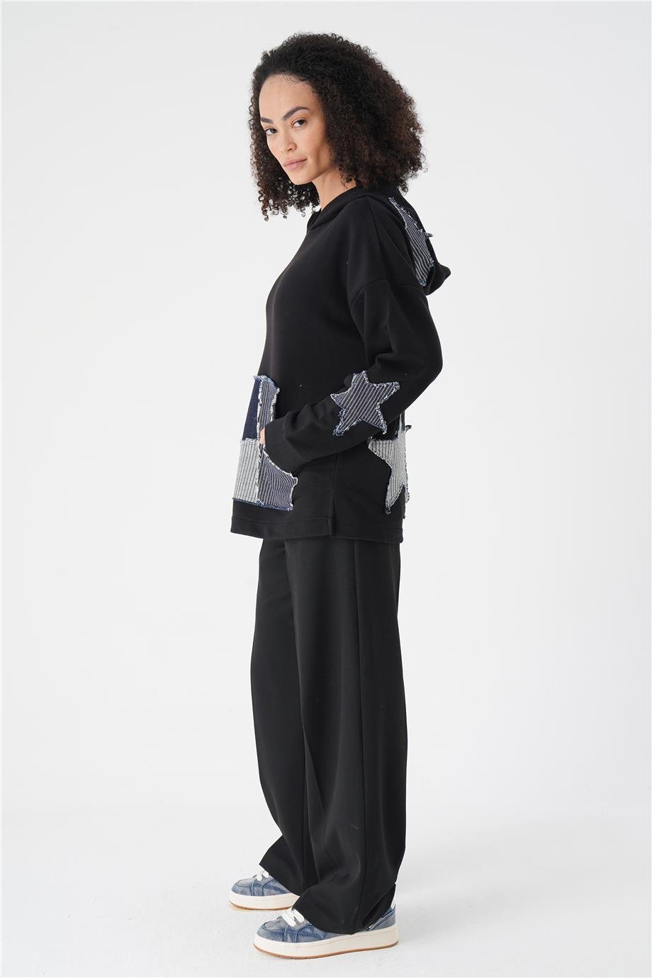 DENIM PATCH YILDIZLI SWEAT
