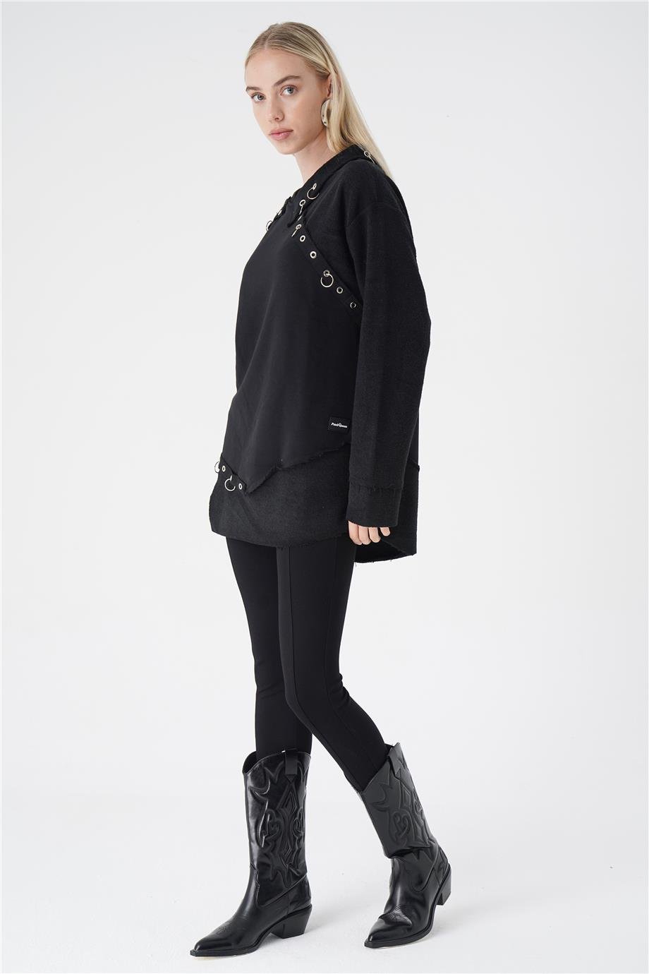 YAKA DETAYLI ASİMETRİK SWEAT