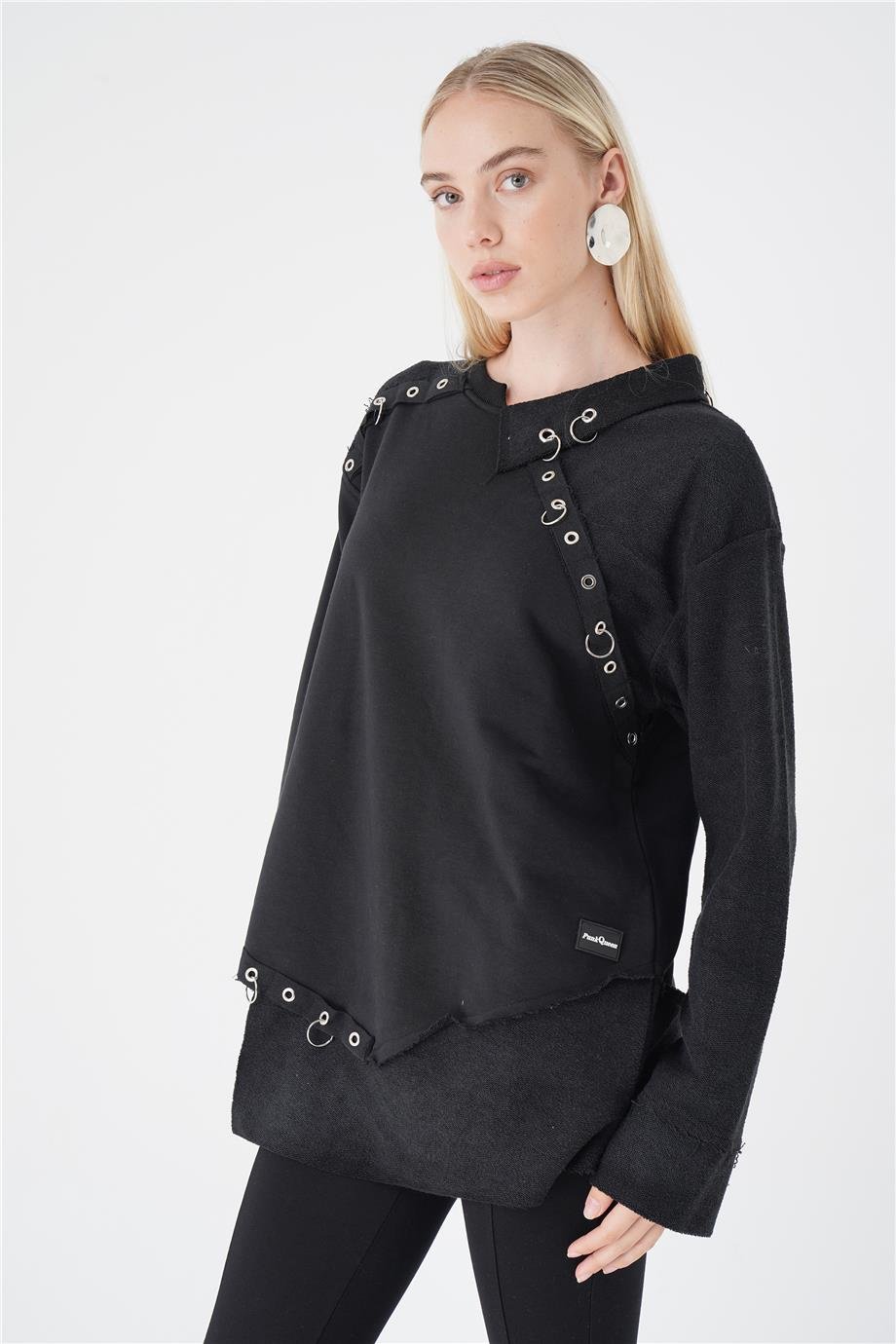 YAKA DETAYLI ASİMETRİK SWEAT