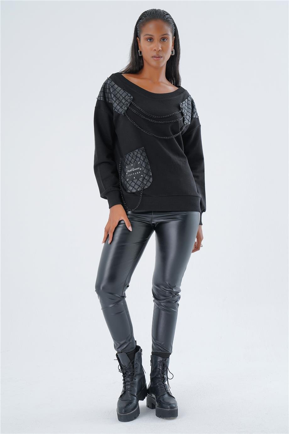 ZİNCİR DETAY OVERSIZE SWEAT