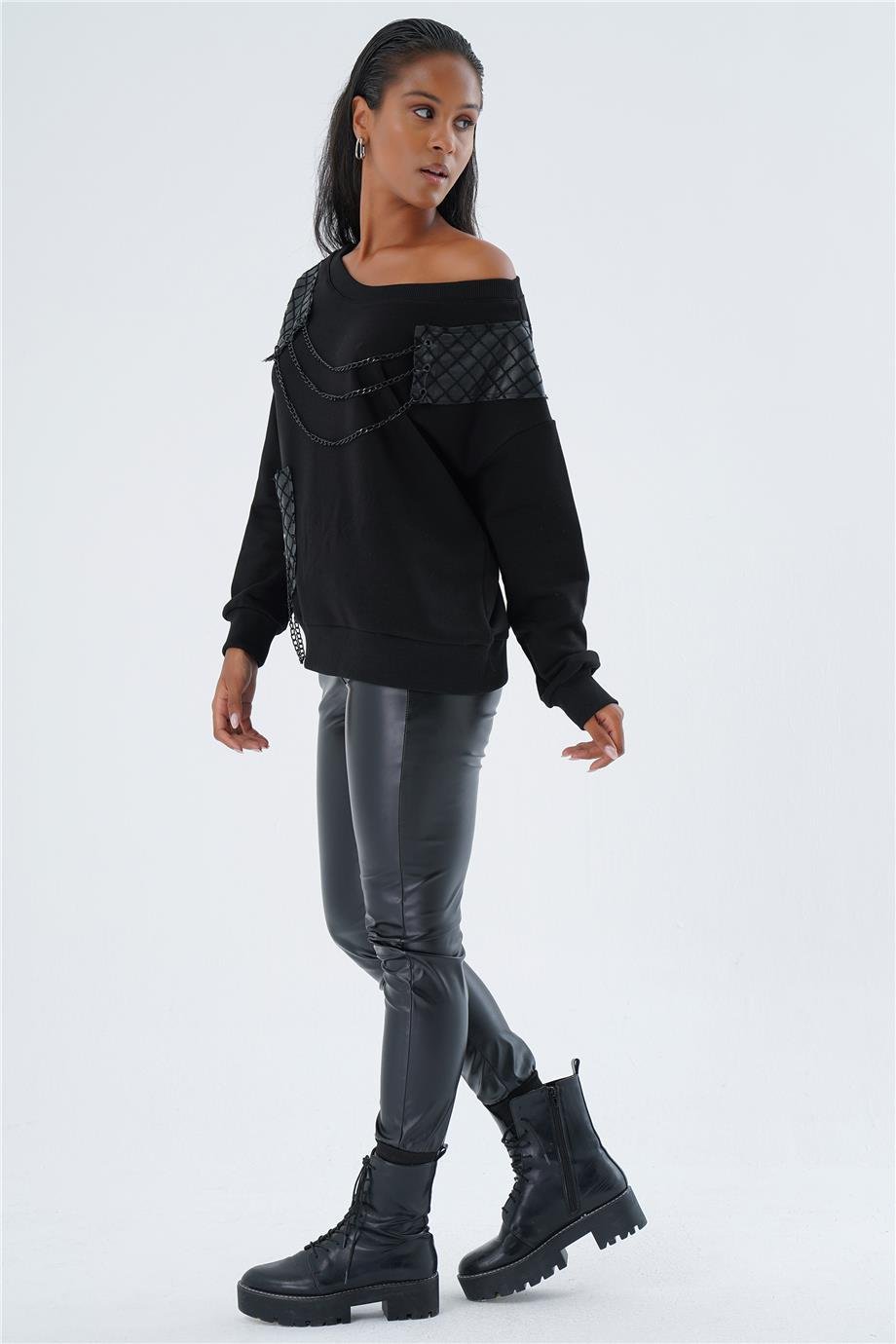 ZİNCİR DETAY OVERSIZE SWEAT