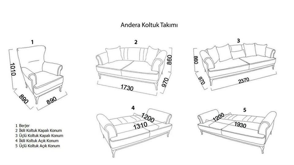 Andera Üçlü Koltuk Lacivert