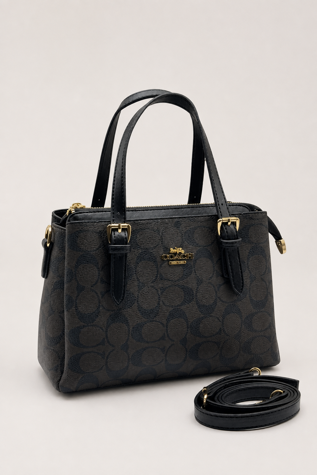 Coac Mon Kahverengi Monogram Siyah Detaylı