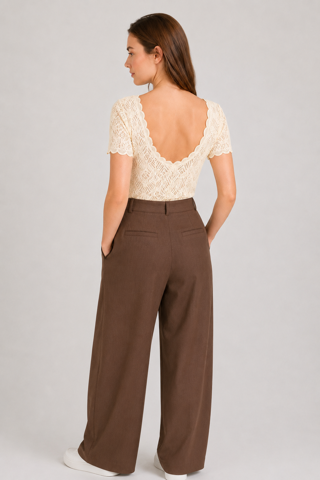Ekru Dantelli Bodysuit