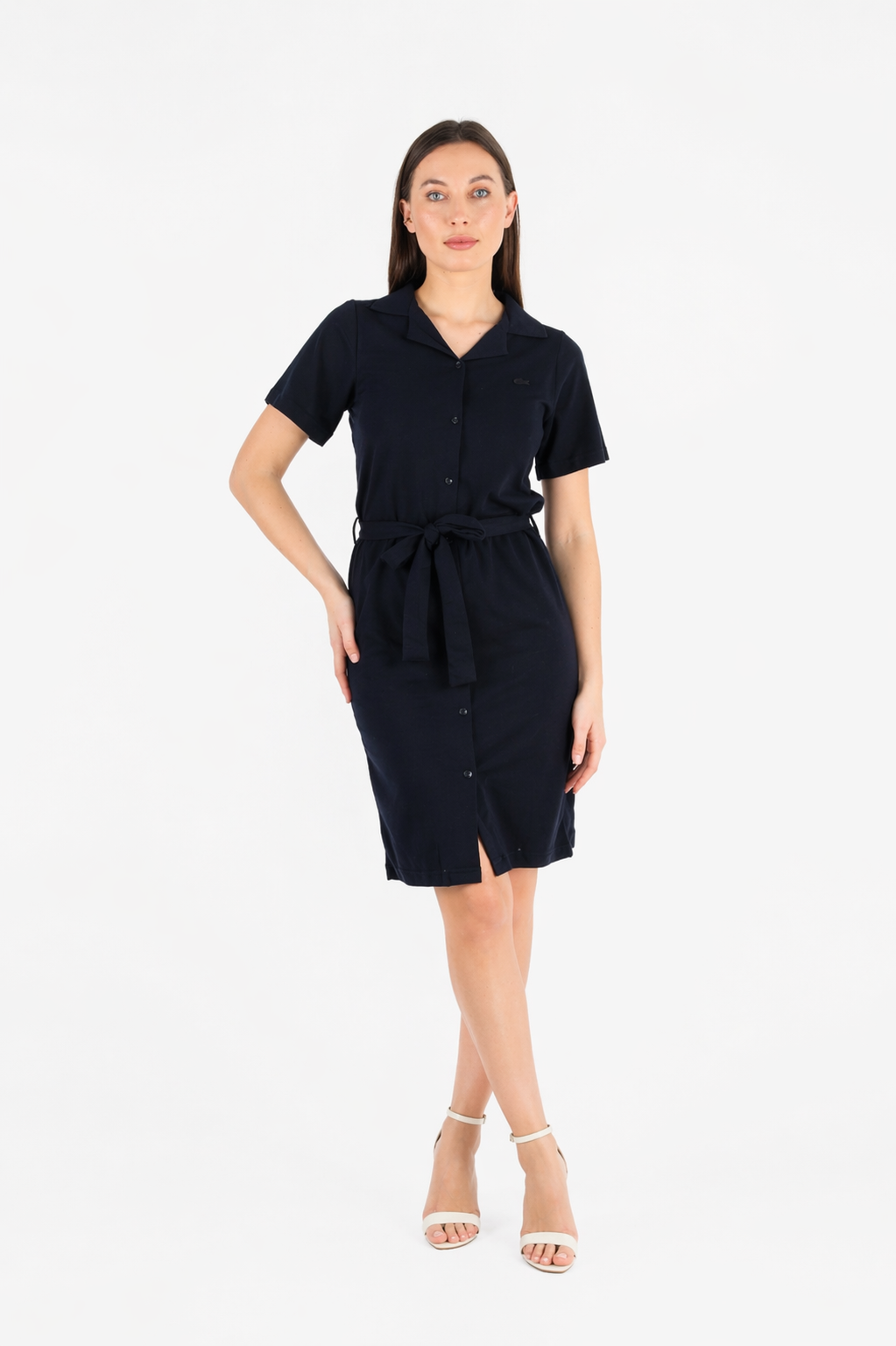 Lc Lacivert Polo Yaka İpli Elbise