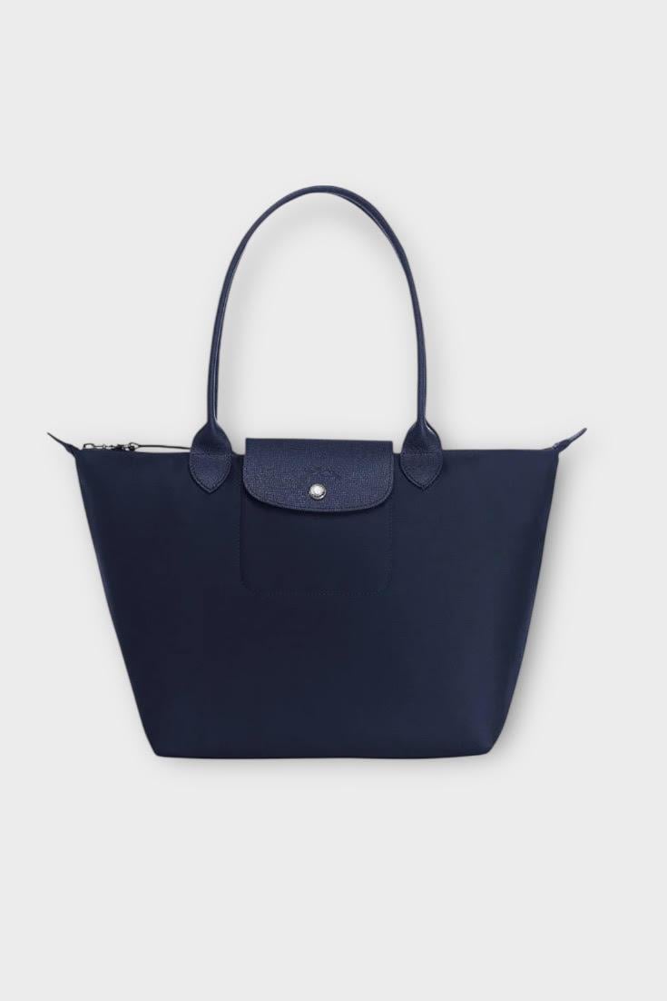 Longchamp Lacivert Large Boy Çift Sap Çanta