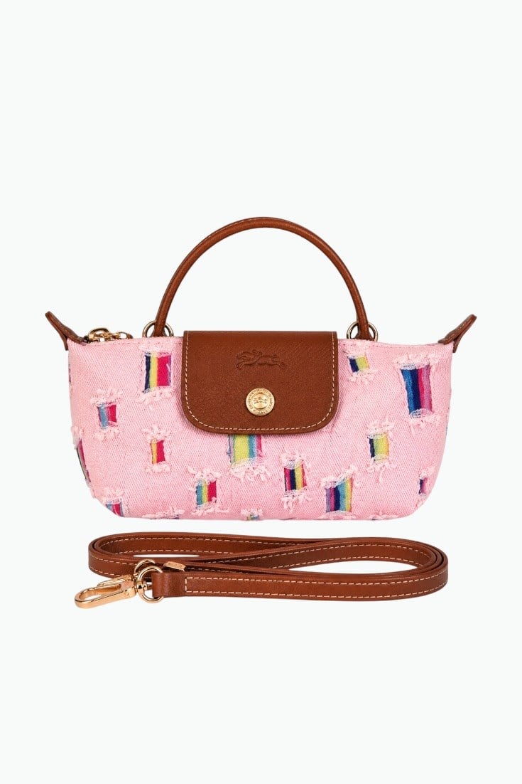 Longchamp Xs Denim Kumaş Pembe