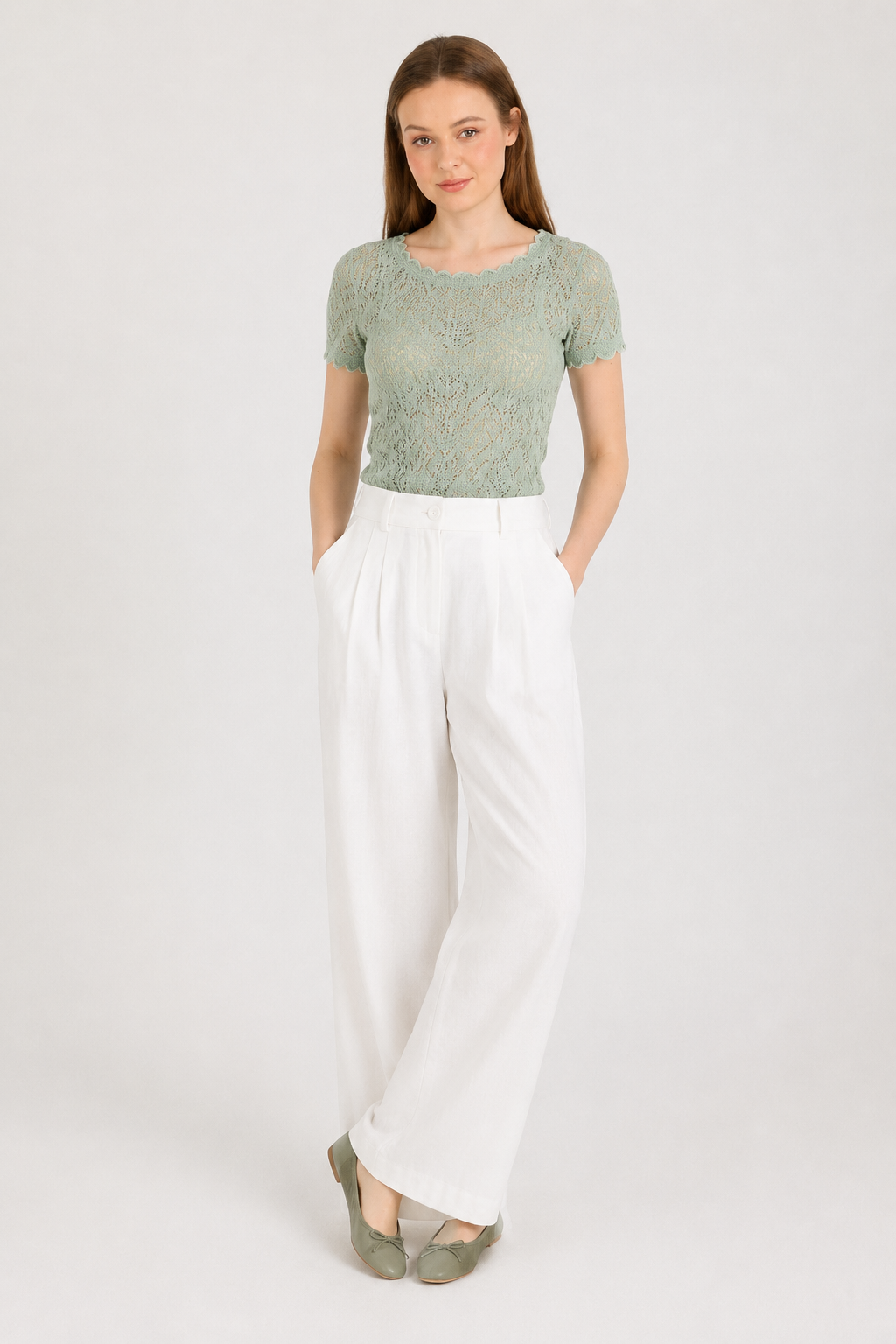 Yeşil Dantelli Bodysuit