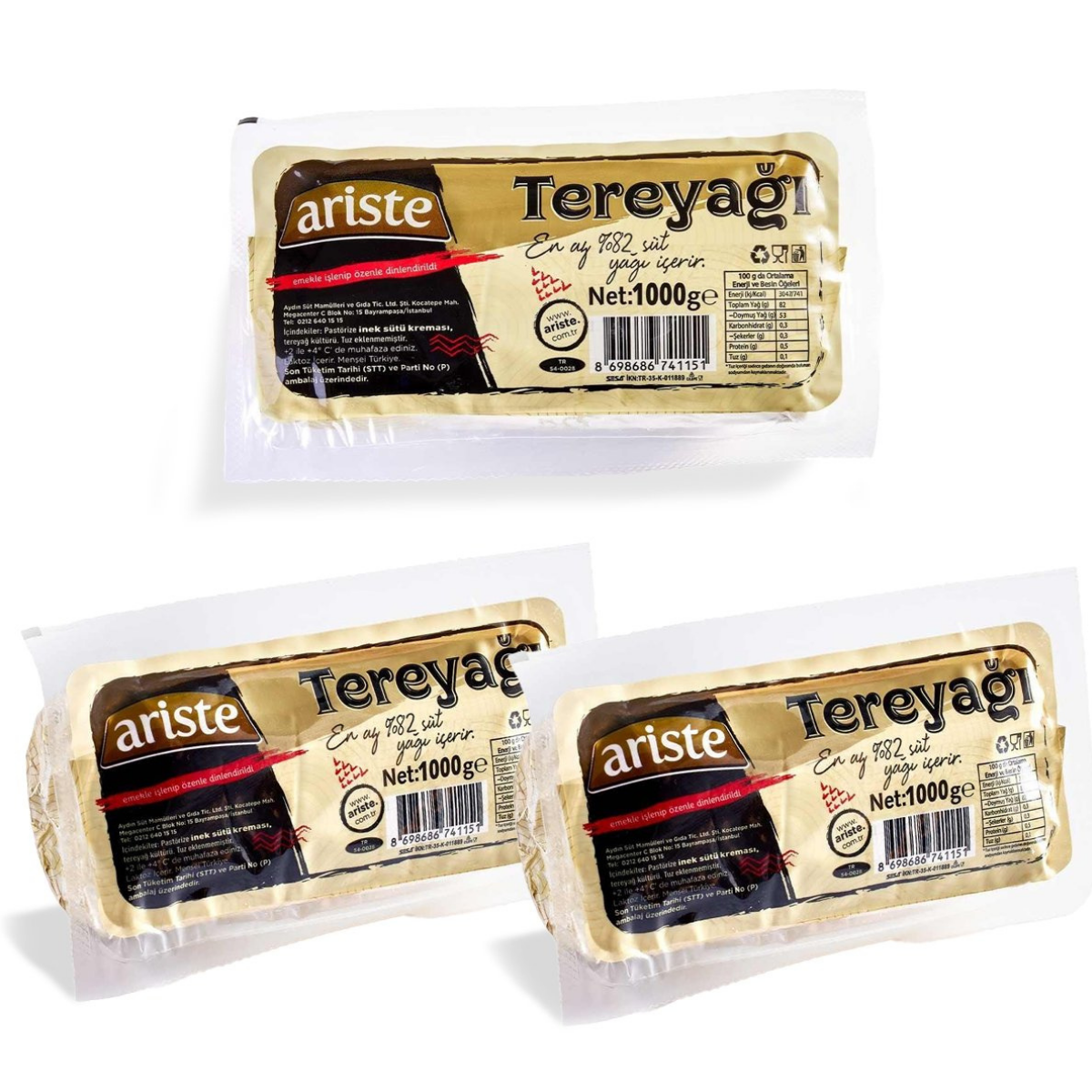 3'lü Rulo Tereyağı 3000 gr (1000gr x 3)
