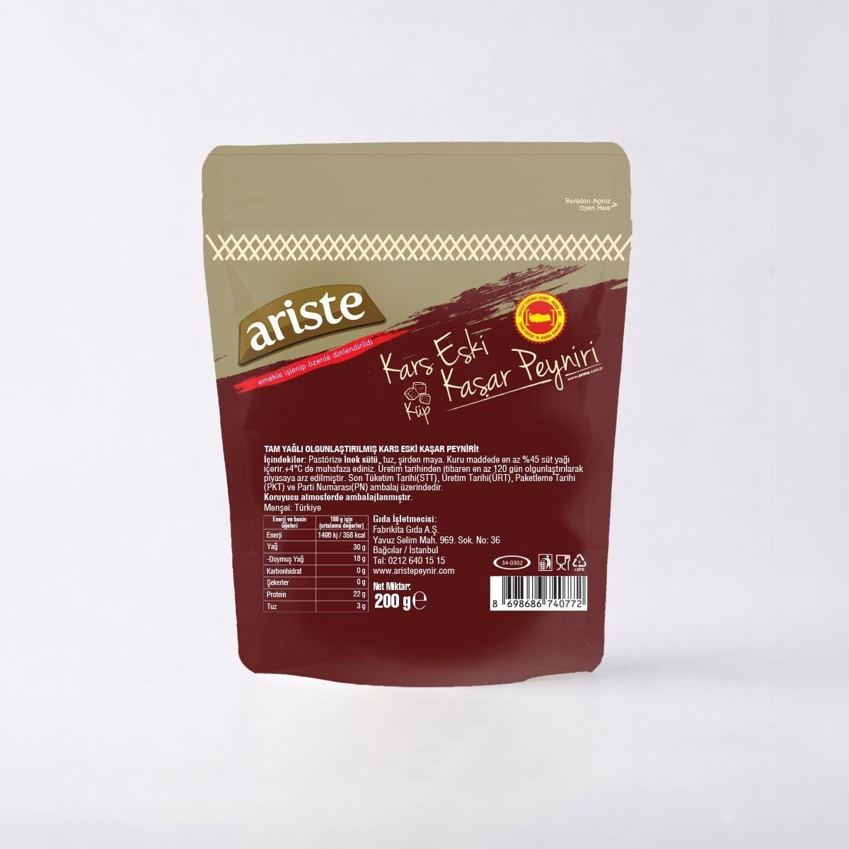 Keyif Serisi – Küp Kars Eski Kaşar Peyniri 200 gr – Dinlendirilmiş