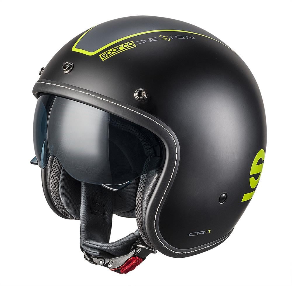 SPARCO CAFE RACER HELMET SZ S BLACK/YELLW