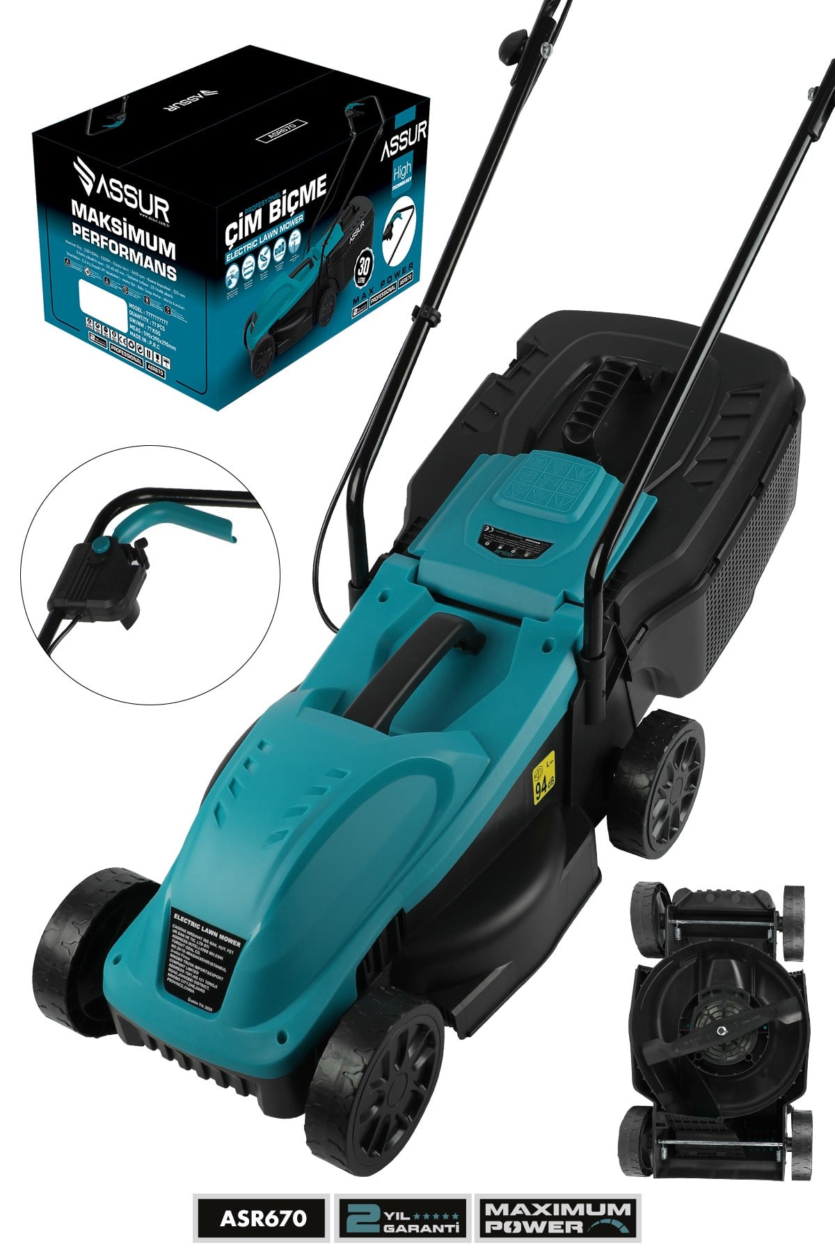 1200W 30L Toplama Torbalı Elektrikli Çim Biçme Makinesi