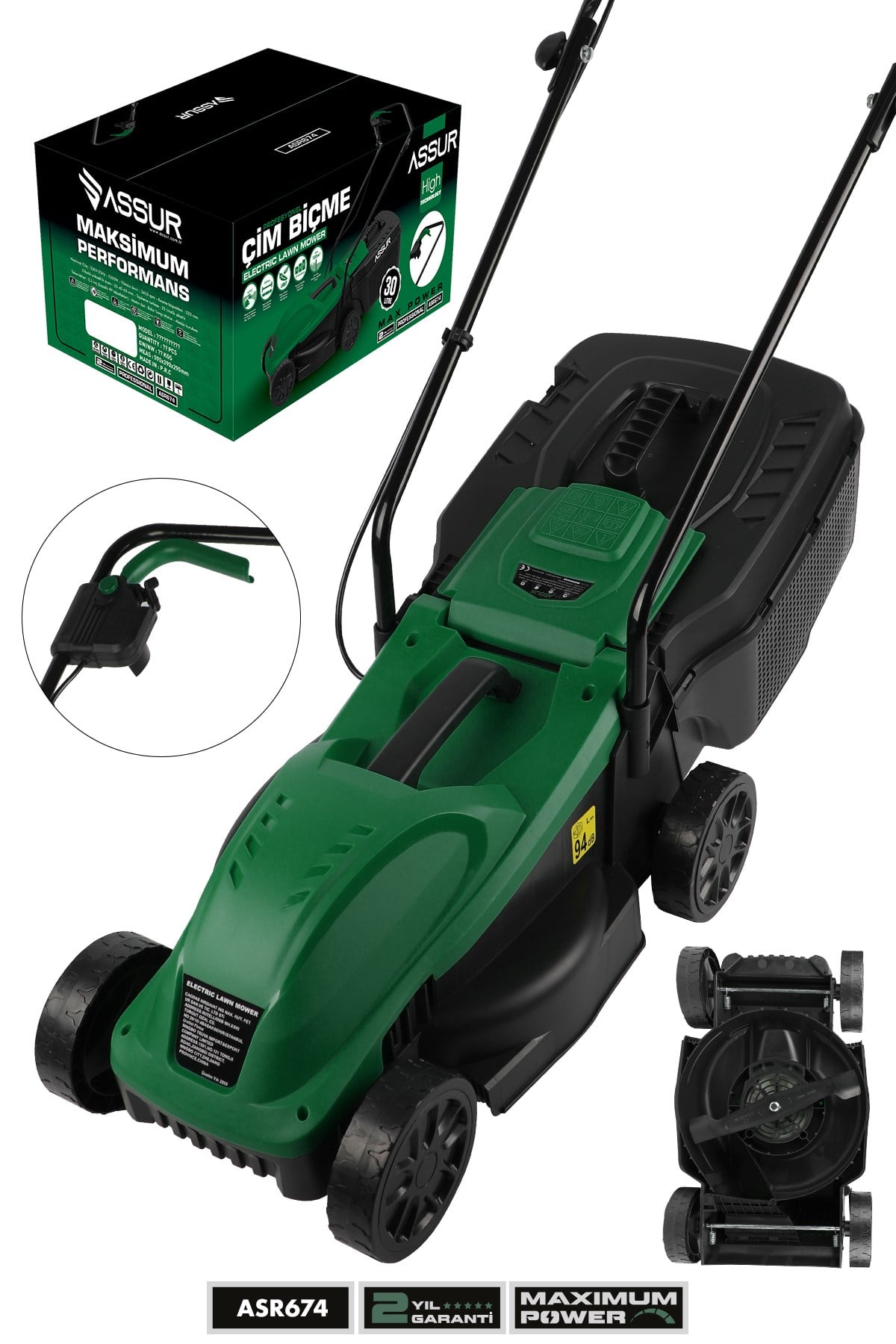 1200W 30L Toplama Torbalı Elektrikli Çim Biçme Makinesi