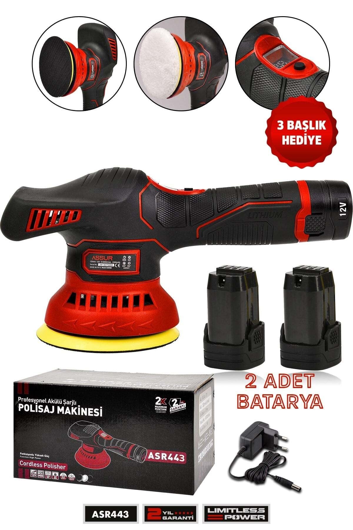 Assur 12V Orbital 6 Kademli Cila Pasta Parlatma Polisaj Makinesi