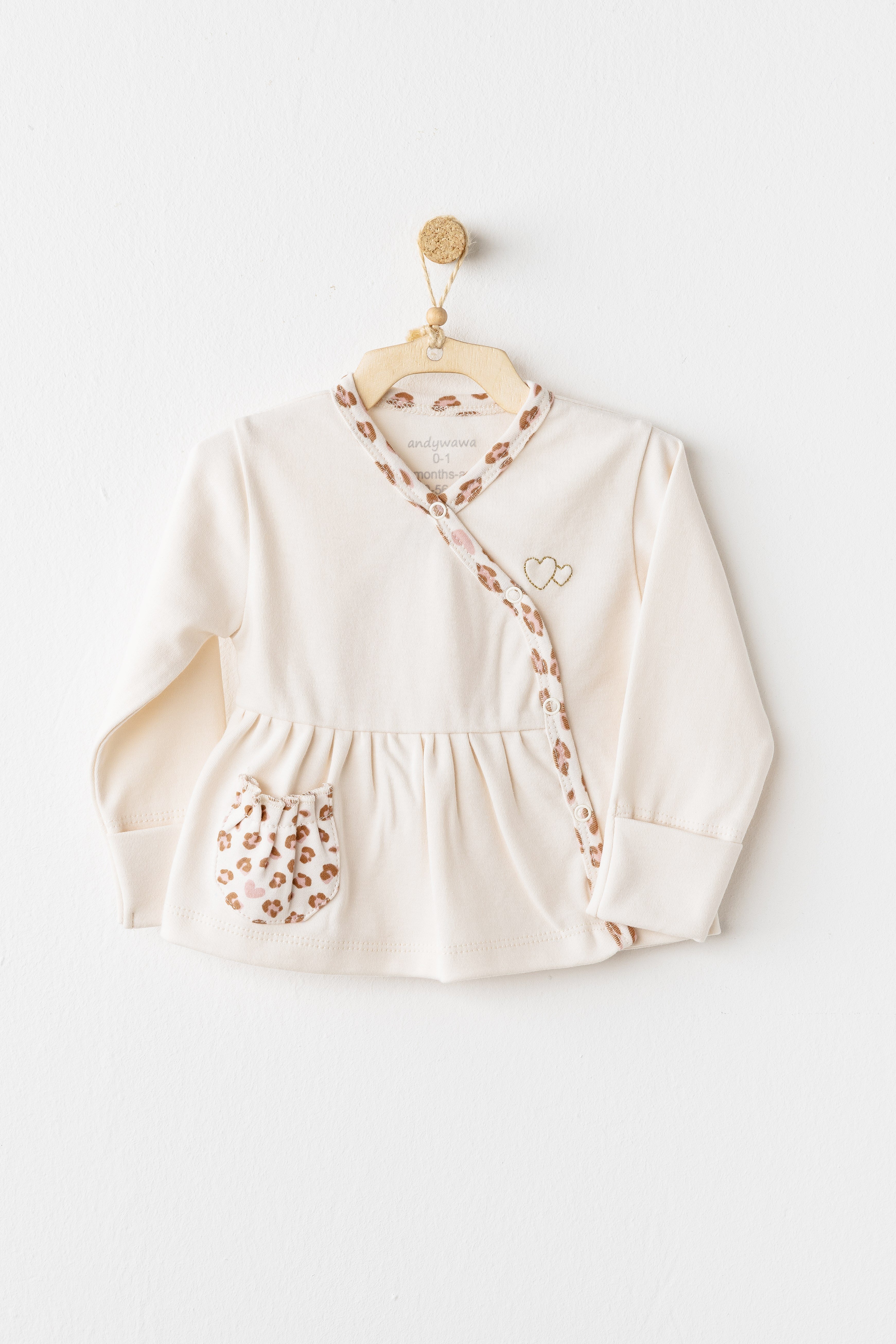 Hastane Çıkışı SetleriAndywawa %100 Pamuk 10lu Set Leopard Ekru