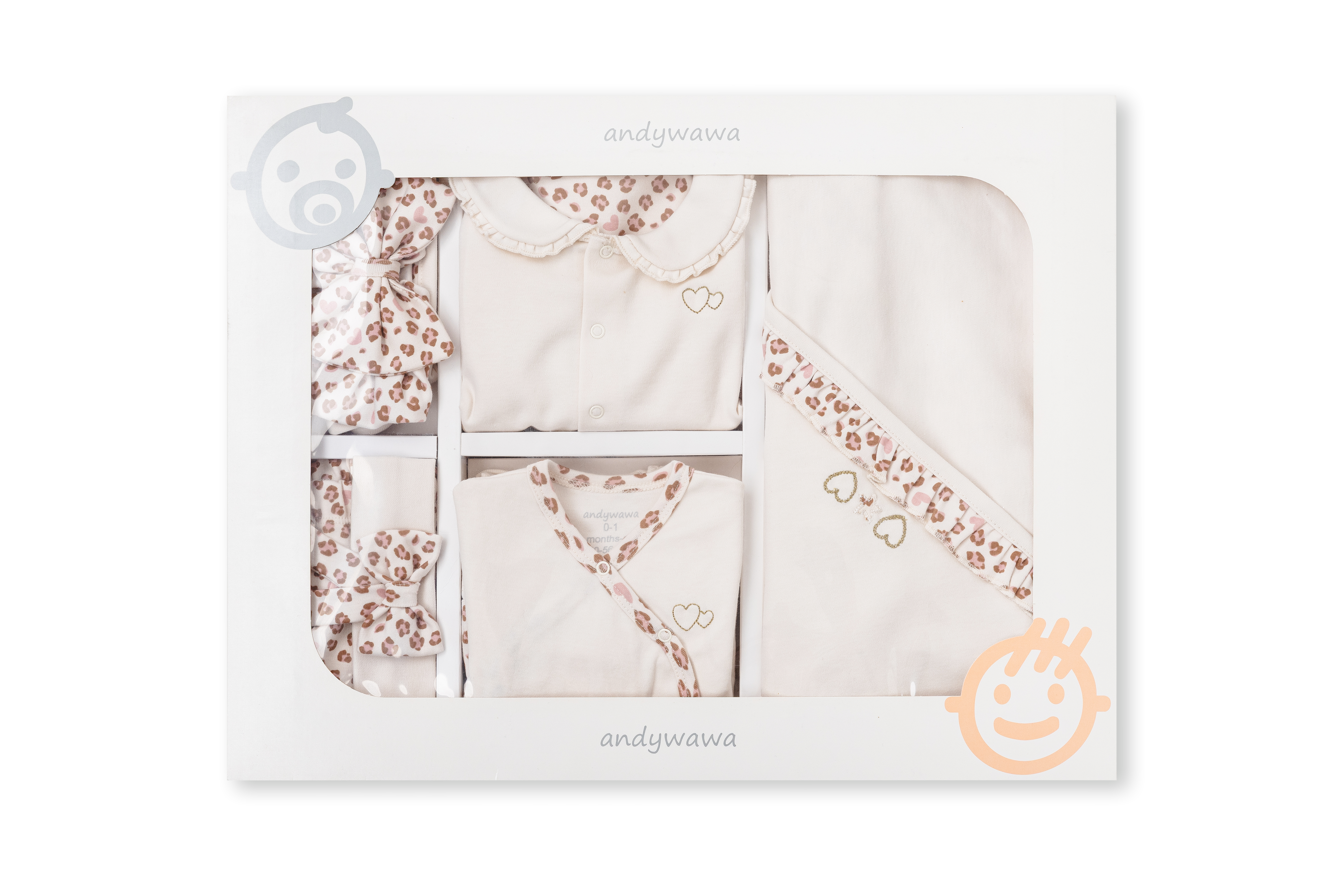Hastane Çıkışı SetleriAndywawa %100 Pamuk 10lu Set Leopard Ekru