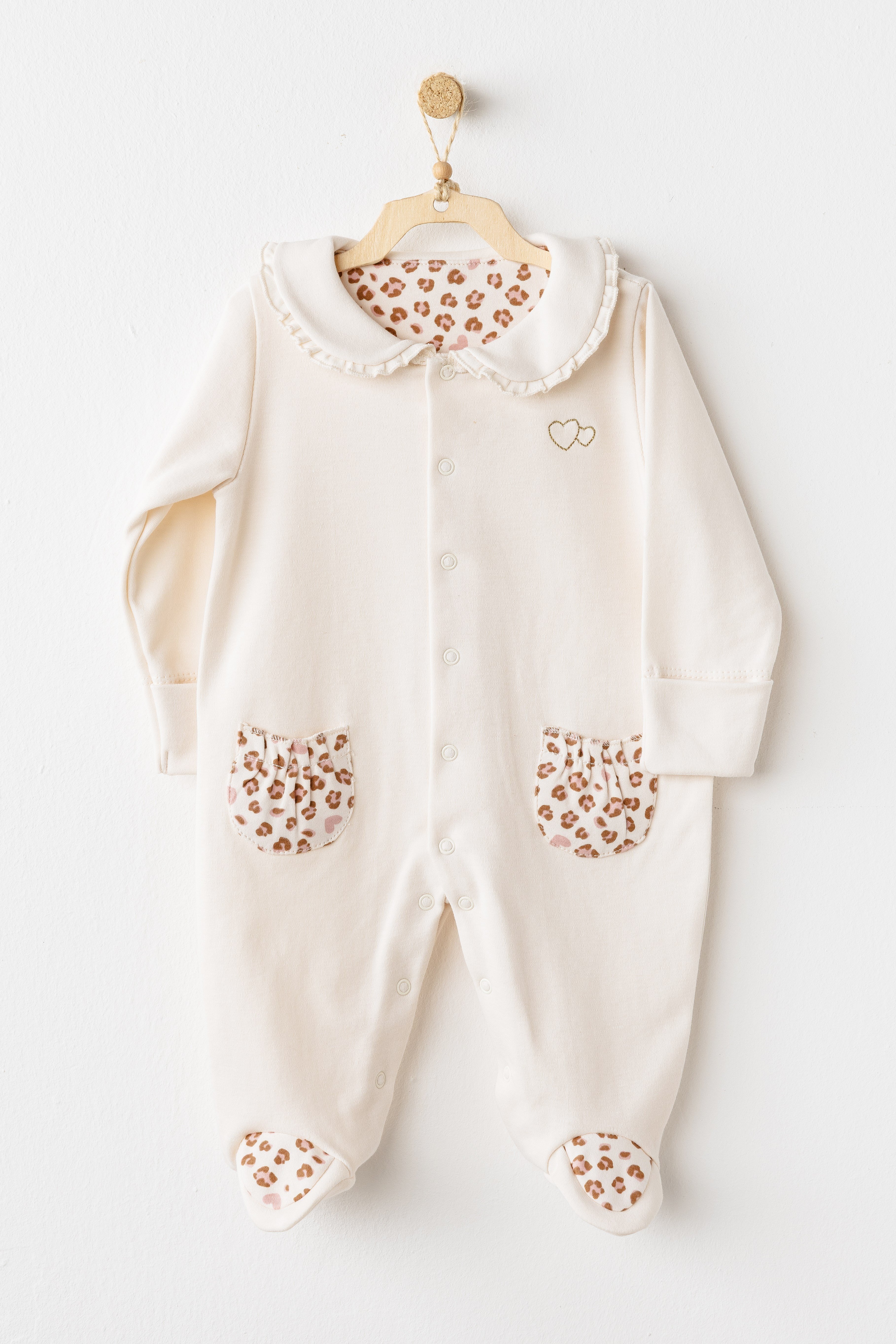 Hastane Çıkışı SetleriAndywawa %100 Pamuk 10lu Set Leopard Ekru