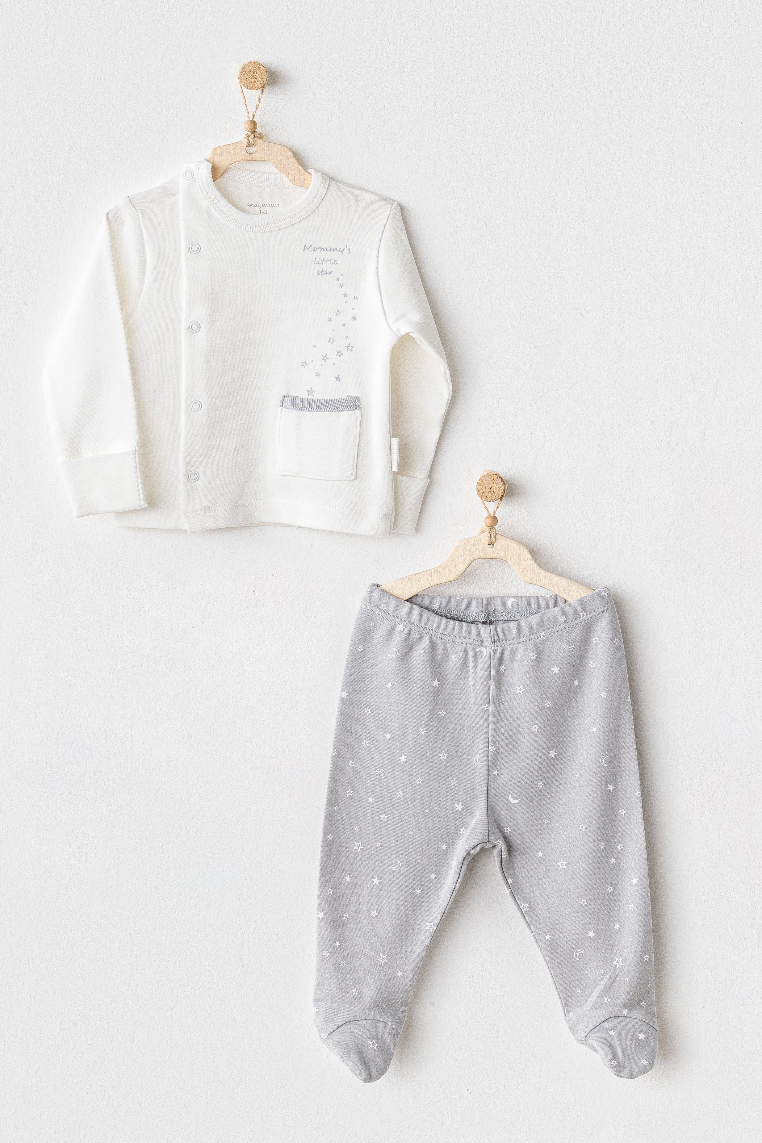 Hastane Çıkışı SetleriAndywawa %100 Pamuk Mommys 2li Erkek Set Gri