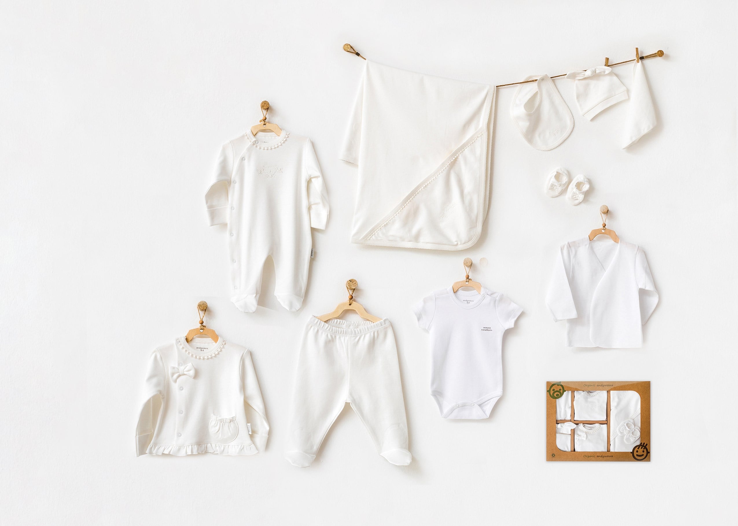 Hastane Çıkışı SetleriAndywawa Organik GOTS 10lu Naturel Kız Set Ekru