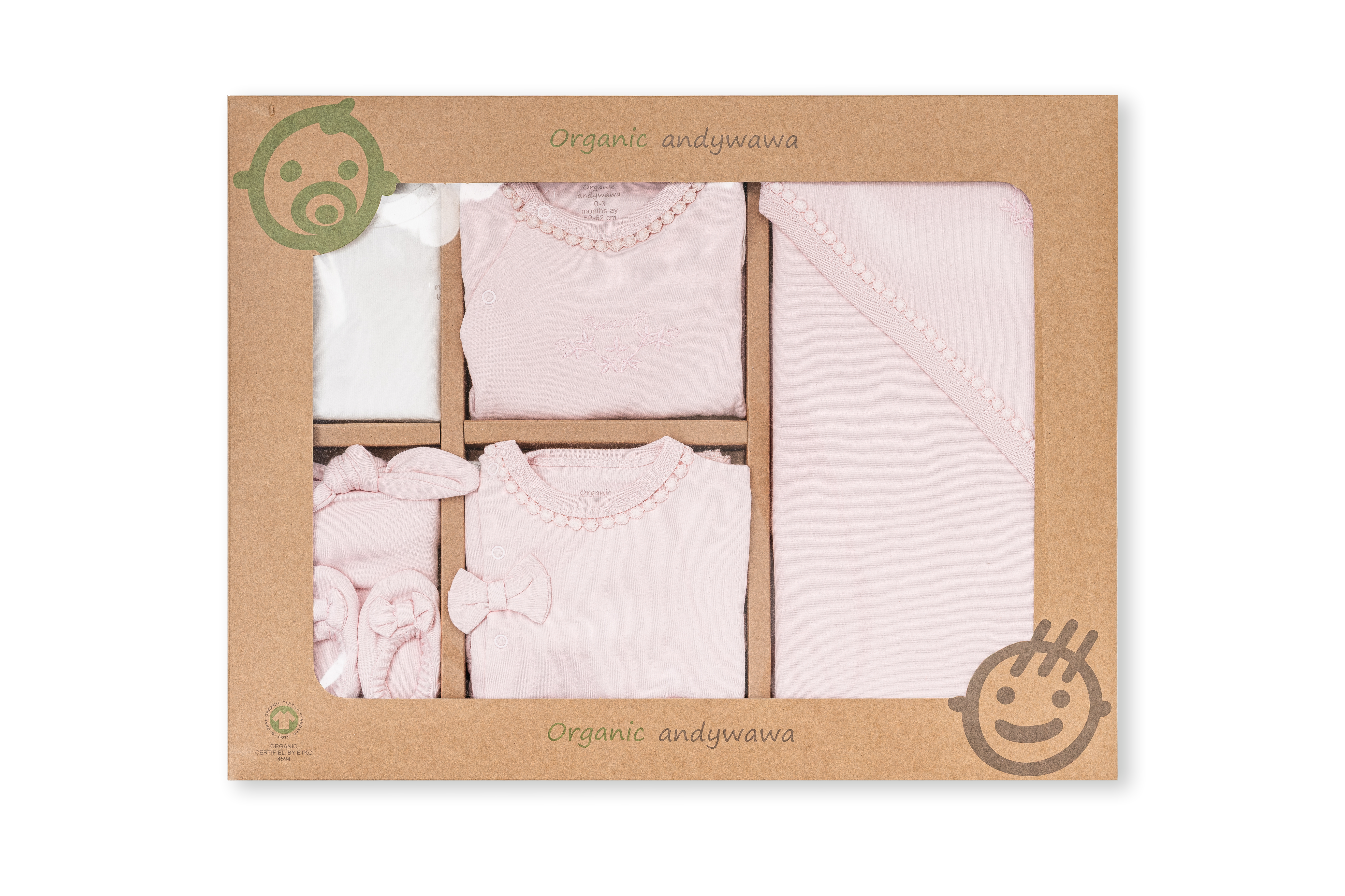 Hastane Çıkışı SetleriAndywawa Organik GOTS 10lu Naturel Kız Set Pembe