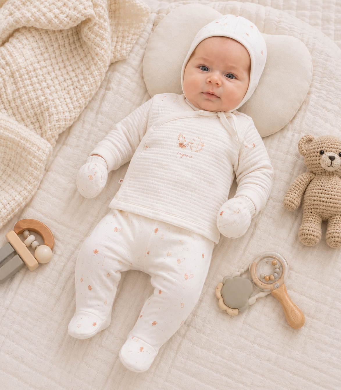 Hastane Çıkışı SetleriCaramell %100 Pamuk 5li Organik Set Unisex