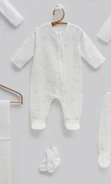 Hastane Çıkışı SetleriCaramell %100 Pamuk Love Time Müslin 10lu Set Ekru