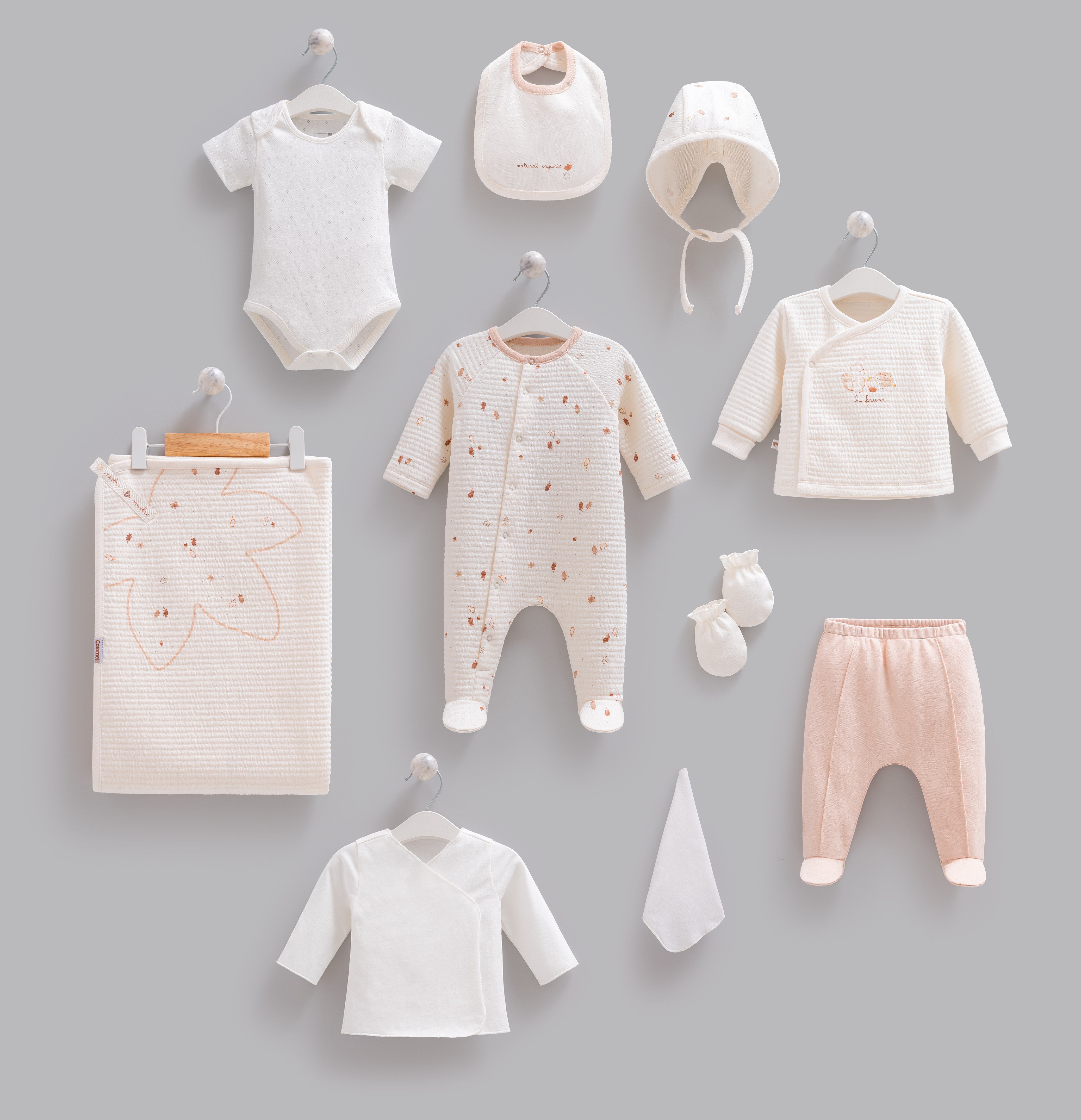 Hastane Çıkışı SetleriCaramell %100 Pamuk Organik 10lu Set Unisex