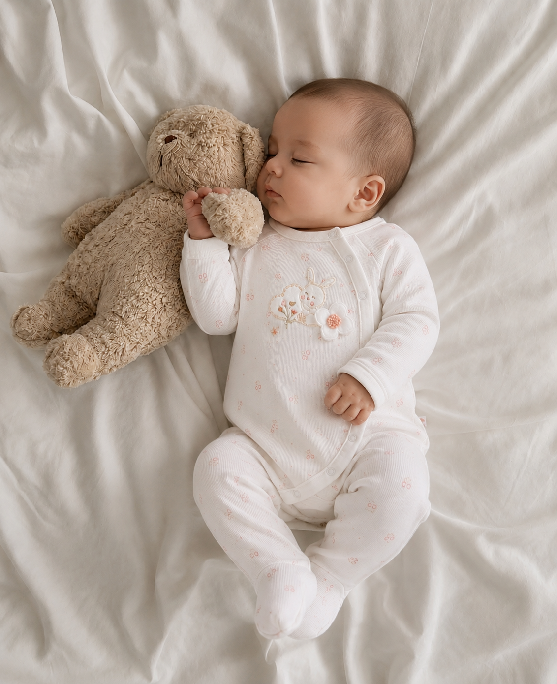 Bebek TulumCaramell %100 Pamuk Rose Kız Tulum Ekru