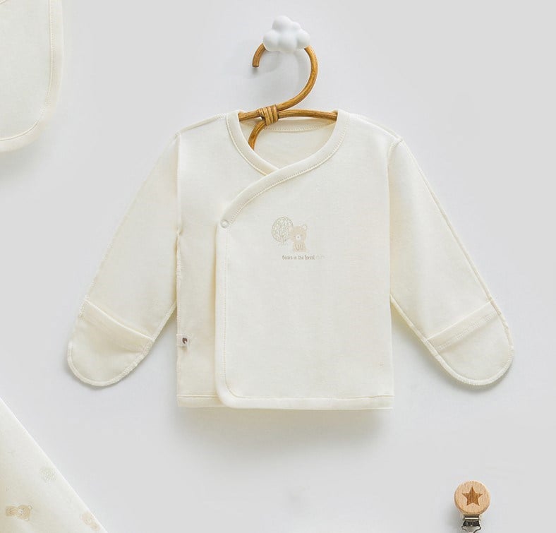 Hastane Çıkışı SetleriCaramell %100 Pamuk Ters Dikişli 10lu Unisex Set Ekru 