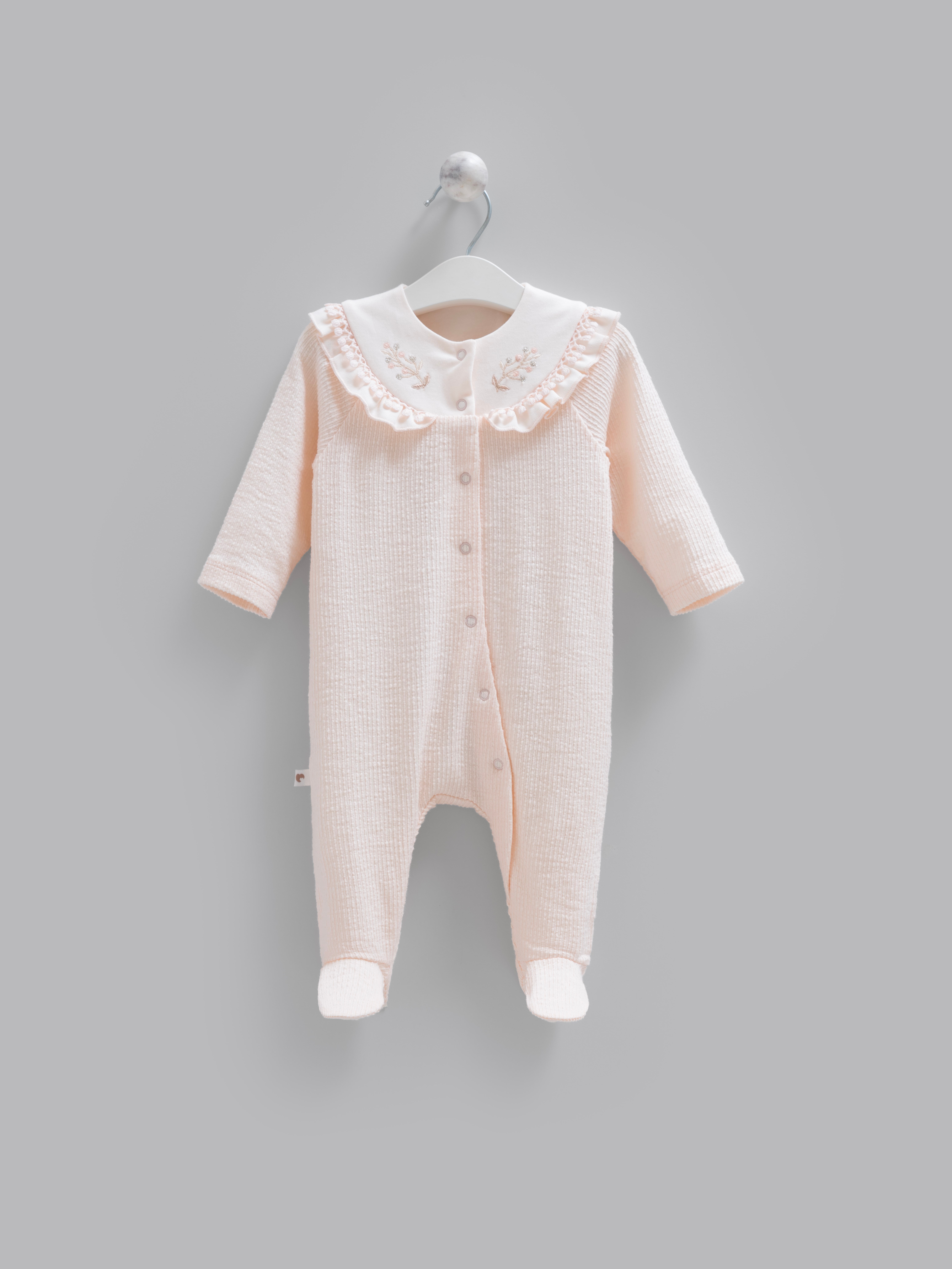 Bebek TulumCaramell Beti Premium İşlemeli Kız Tulum Somon