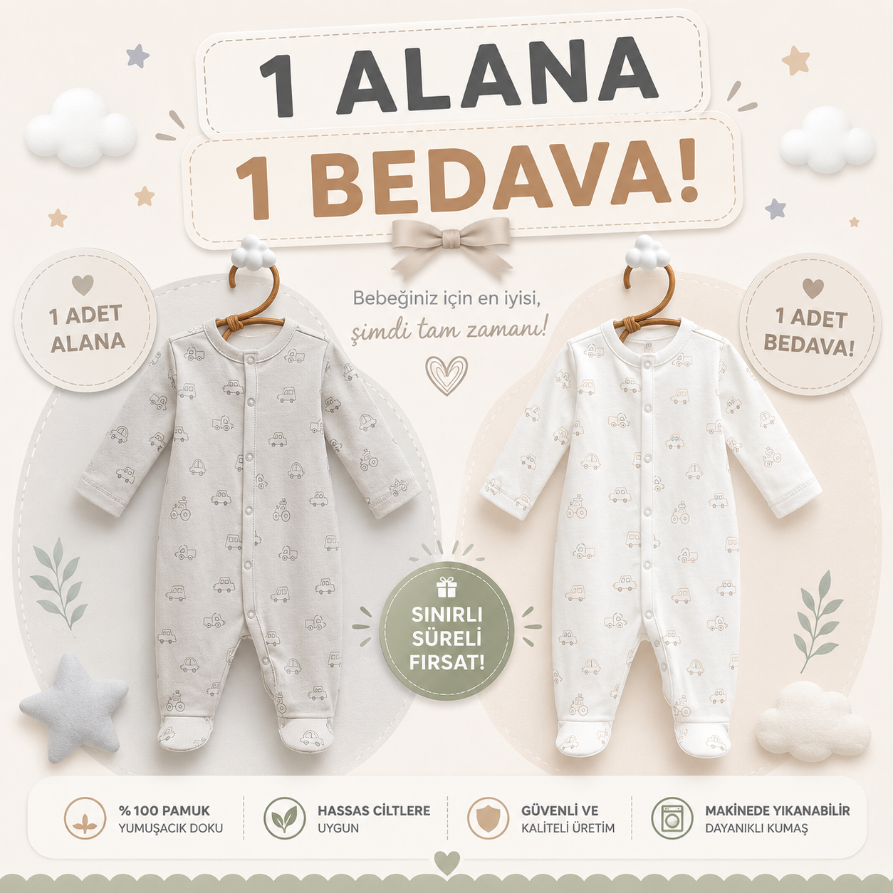 Bebek TulumCaramell First Car Tulum Erkek Gri