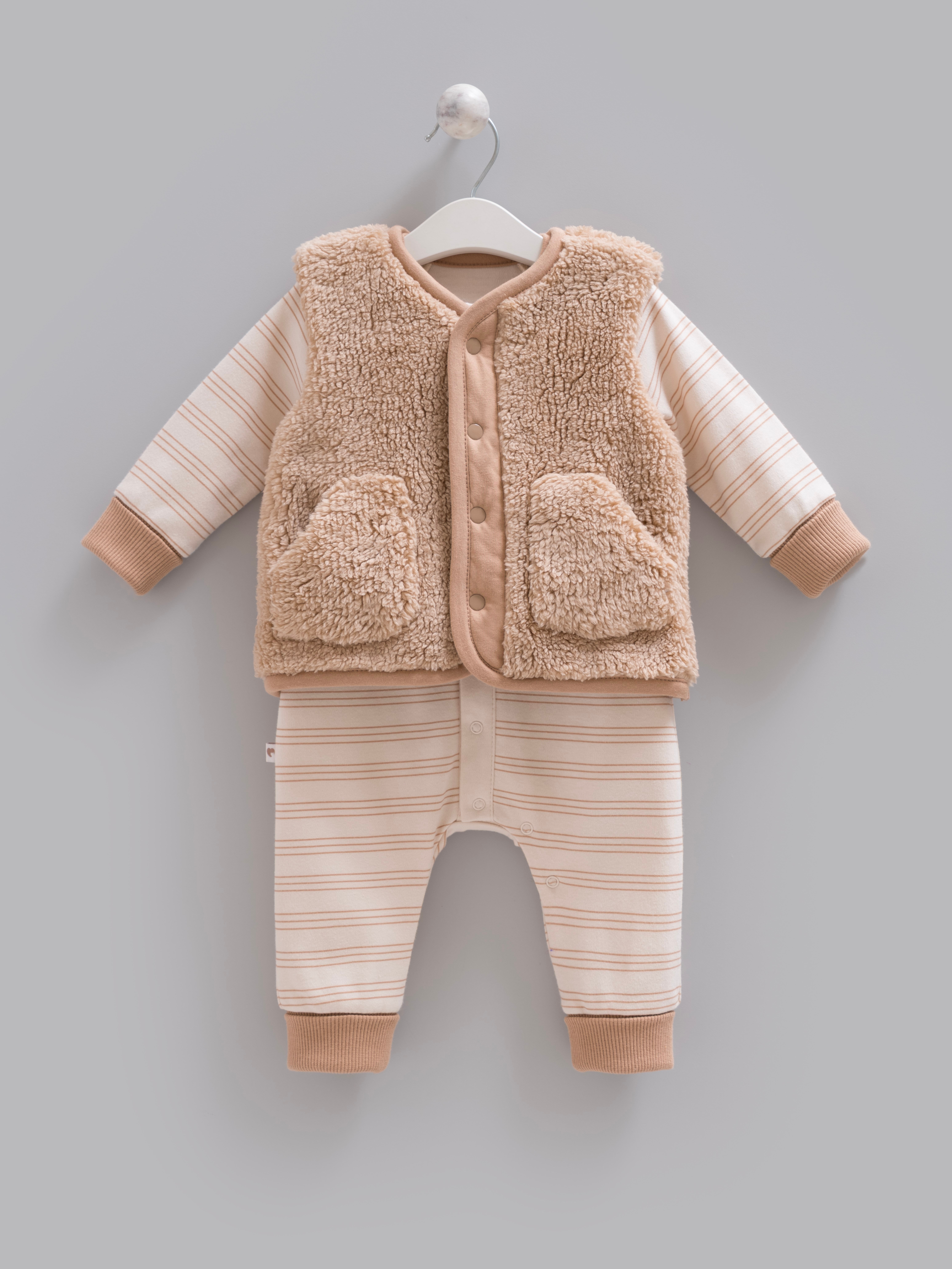 Bebek TulumCaramell Lombardia Yelekli Unisex Tulum Kahve