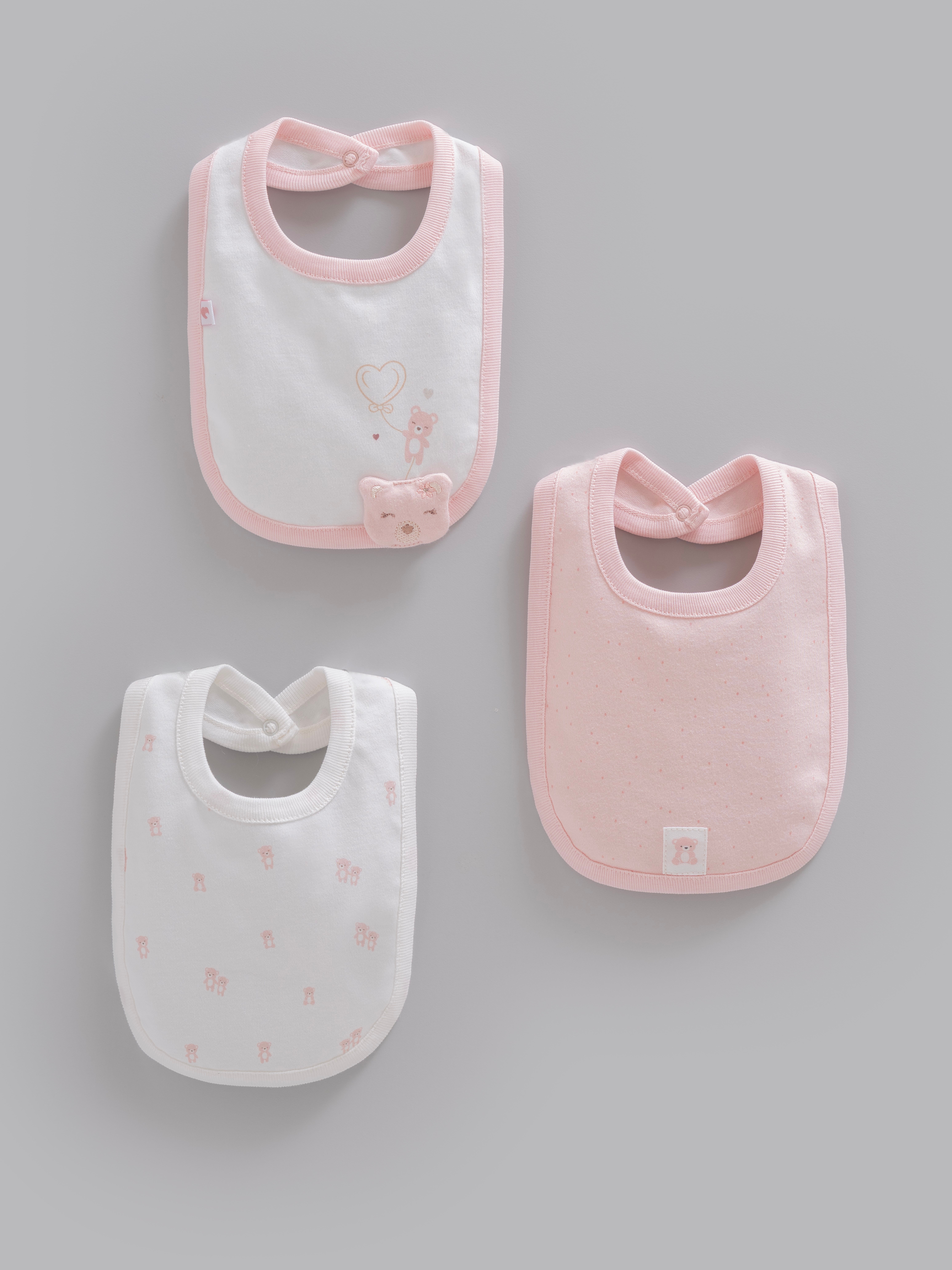 Ağız Mendili | Bebek ÖnlükCaramell Naturel 3lü Penye Önlük Pembe