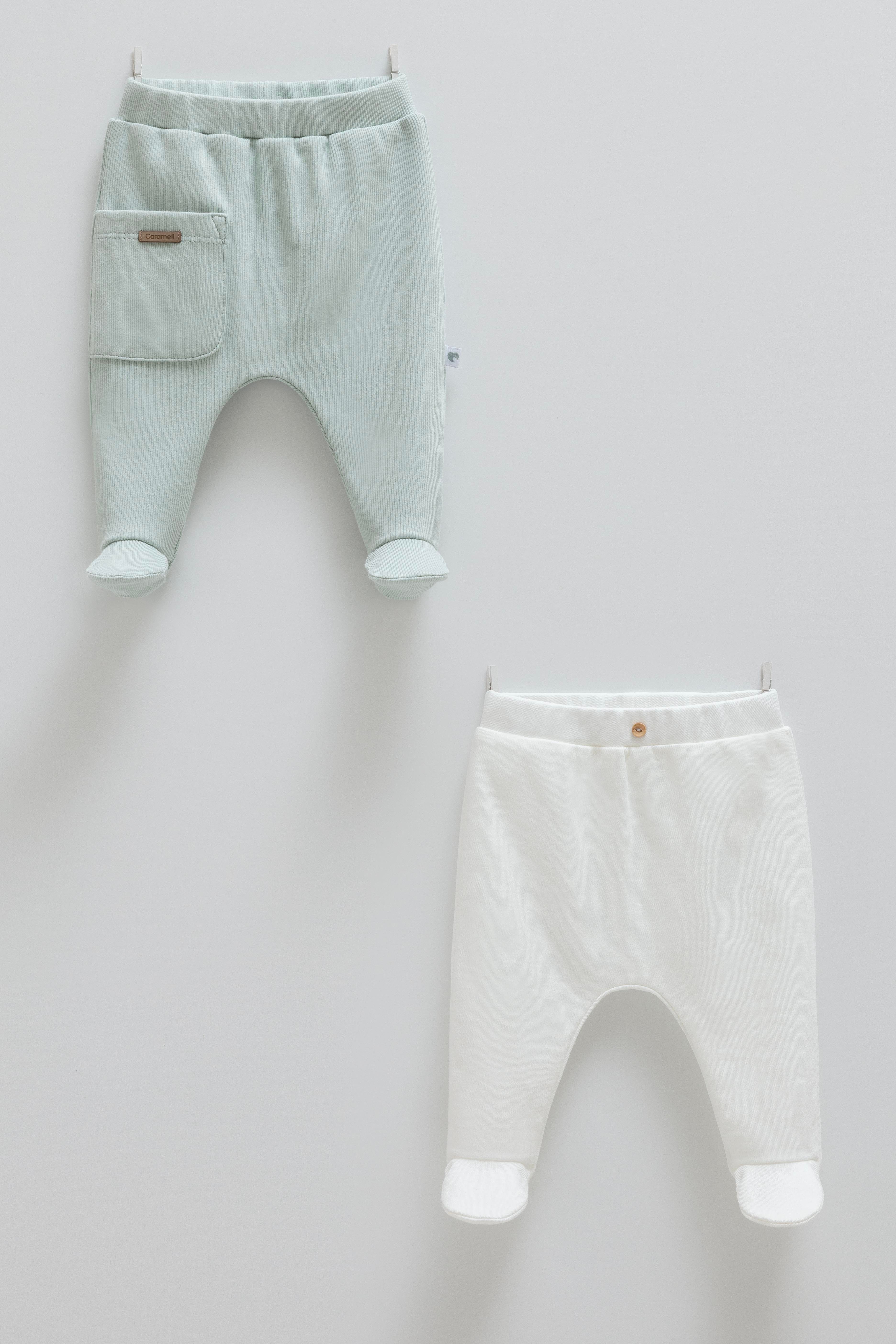 Çıtçıtlı Badi, Tek AltPalermo Likralı Cepli 2li Alt Unisex Pantolon Yeşil