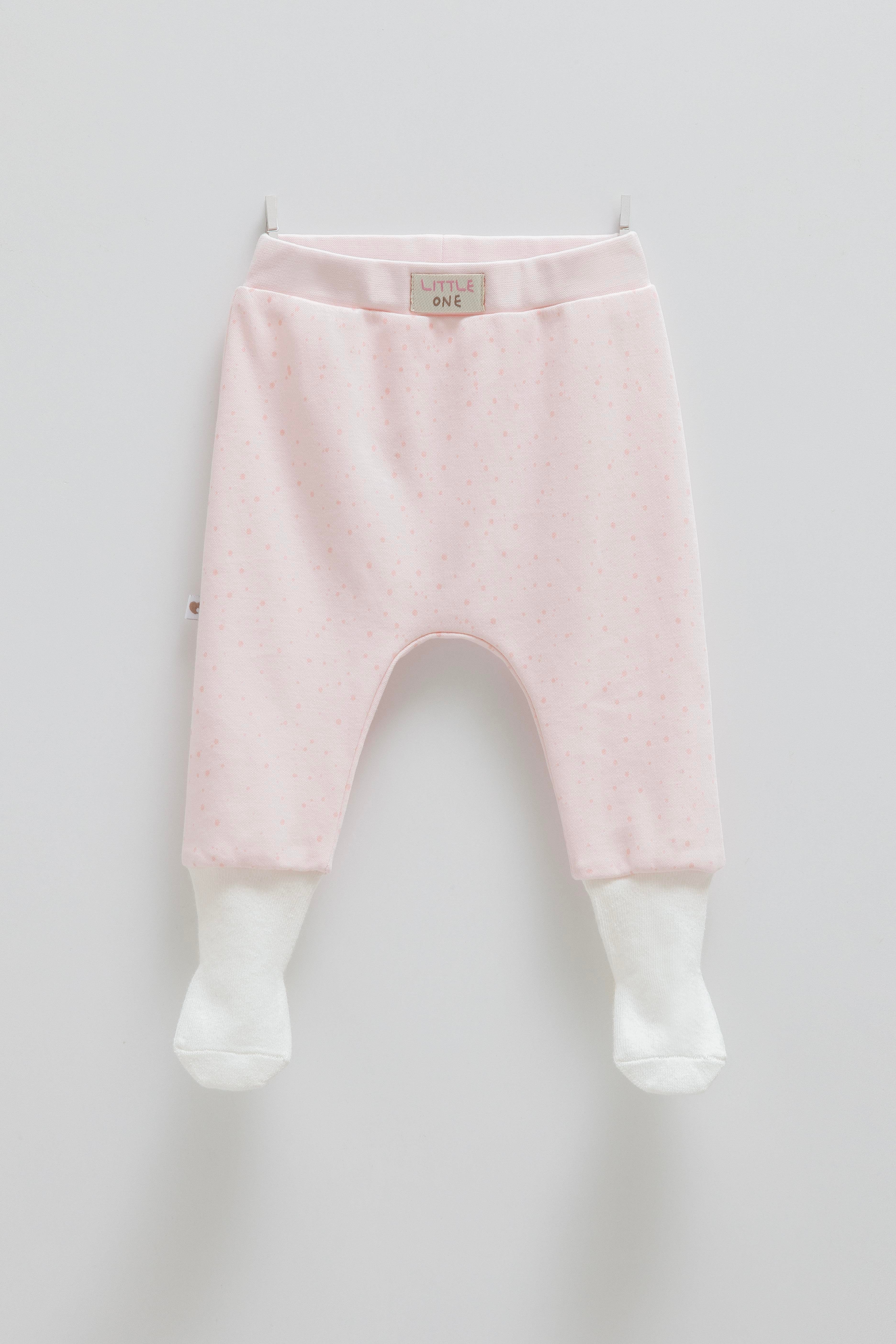 Çıtçıtlı Badi, Tek Alt PantolonPremium Tek Alt Çoraplı Kız Pantolon Pembe