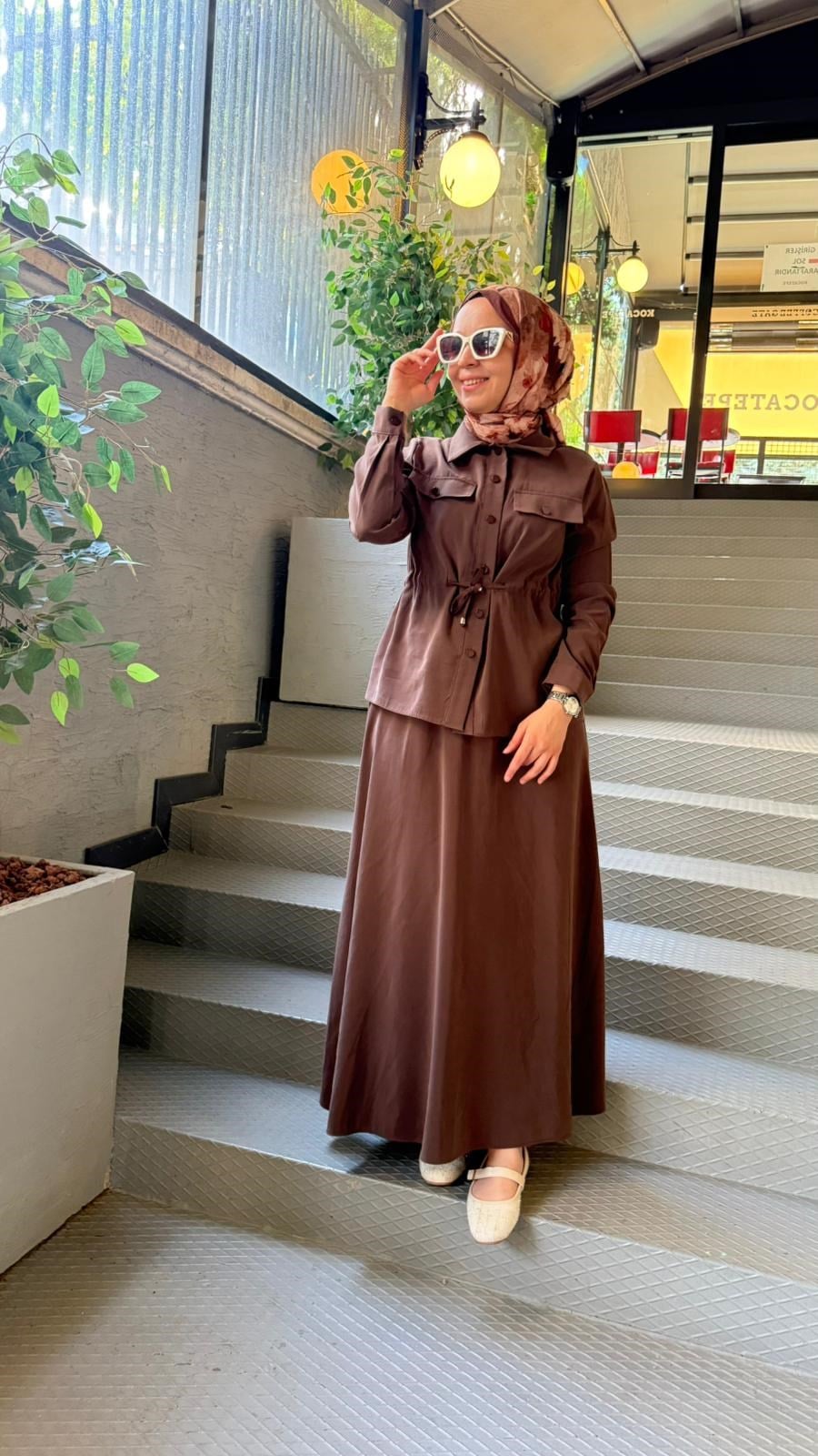Firuze Etekli Takım Kahverengi