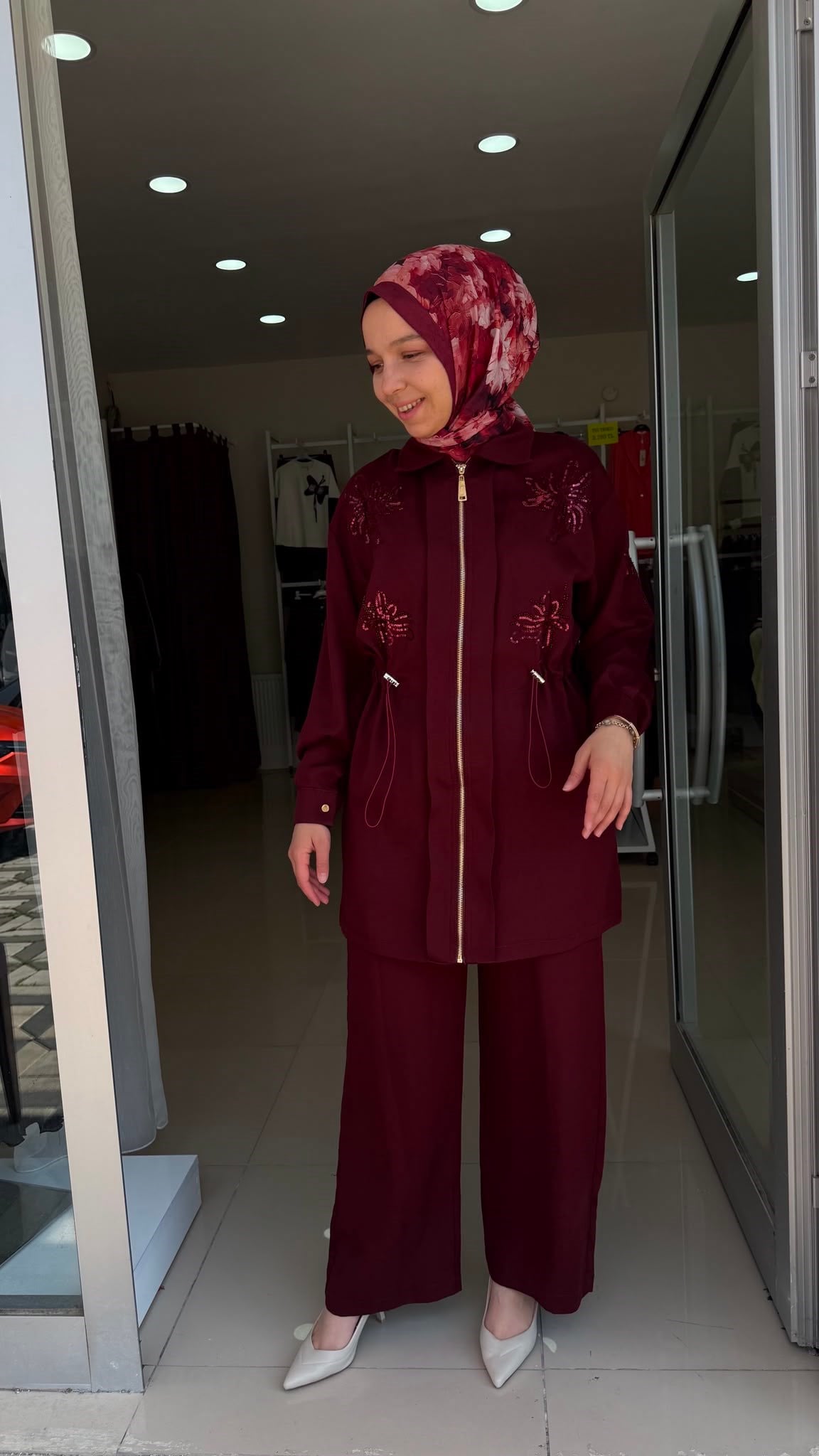 stella nakışlı takım bordo