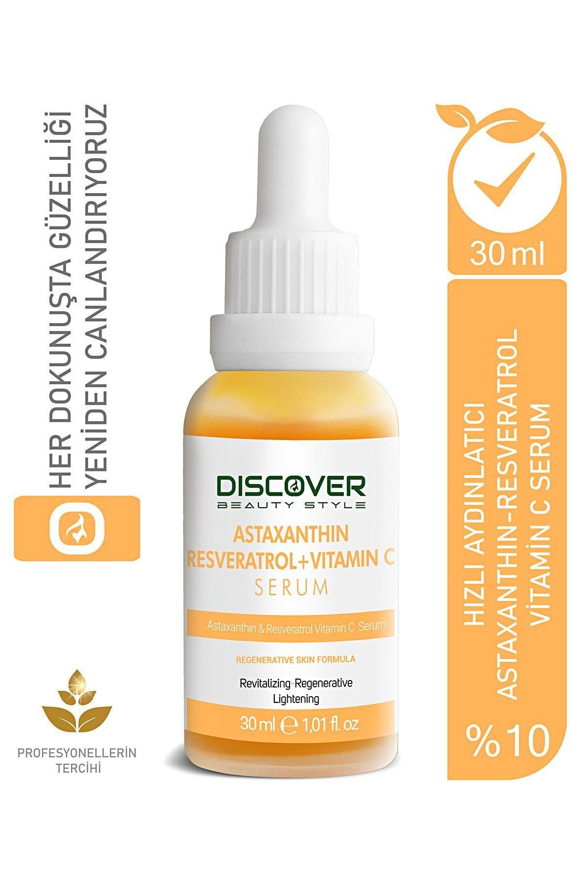 Astaxanthin & Resveratrol %10 C Vitamini Serum Astaksantin Hızlı Aydınlatıcı 30 ml