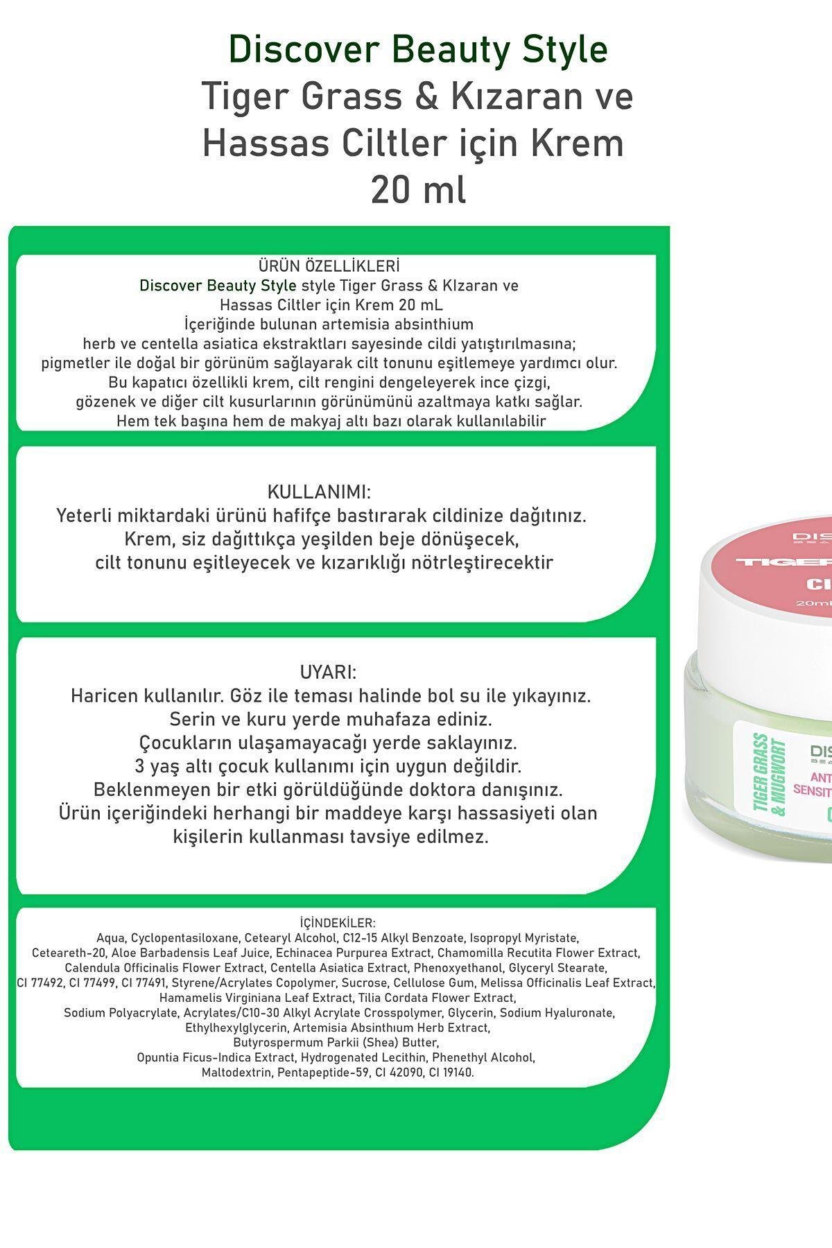 Cica Krem Tiger Grass & Kızaran Ve Hassas Ciltler Için 20 ml