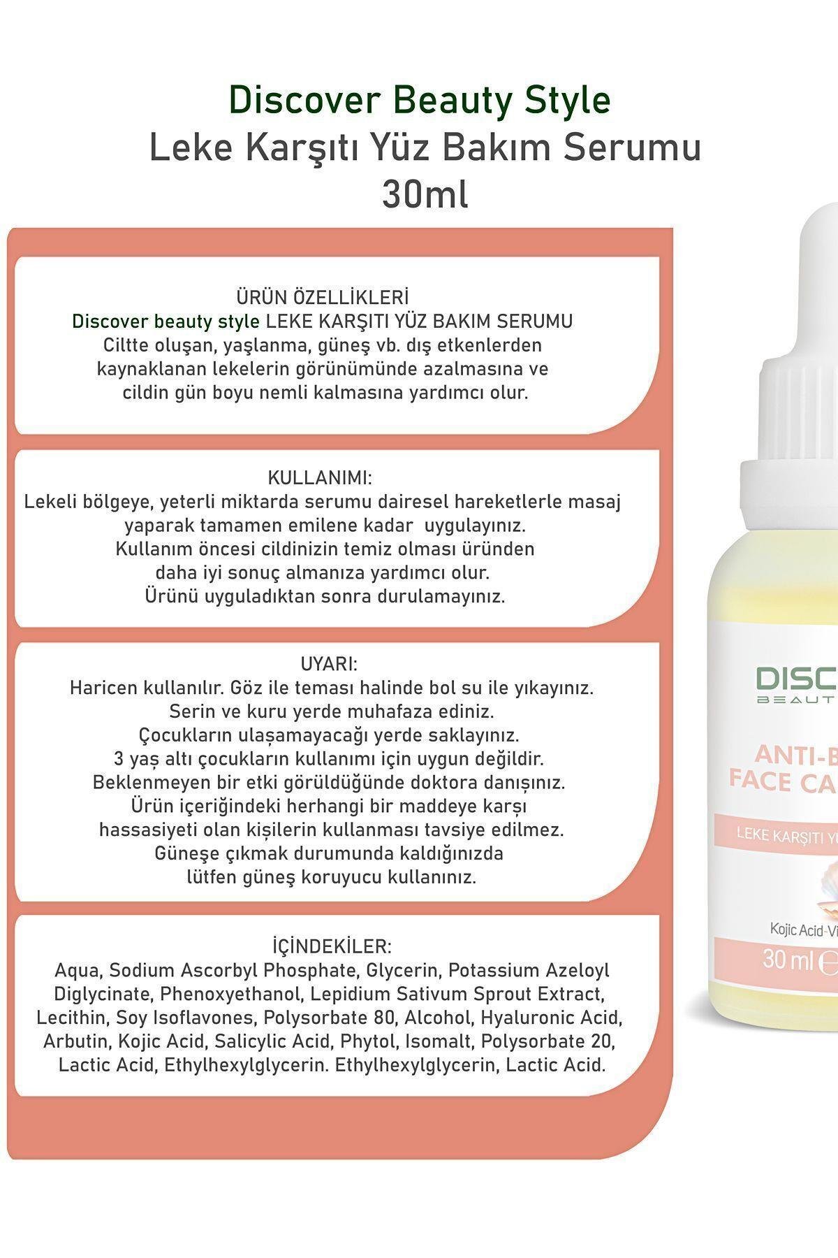 Leke Karşıtı Cilt Tonu Eşitleyici Ve Aydınlatıcı Arbutin Yüz Bakım Leke Serumu 30ml